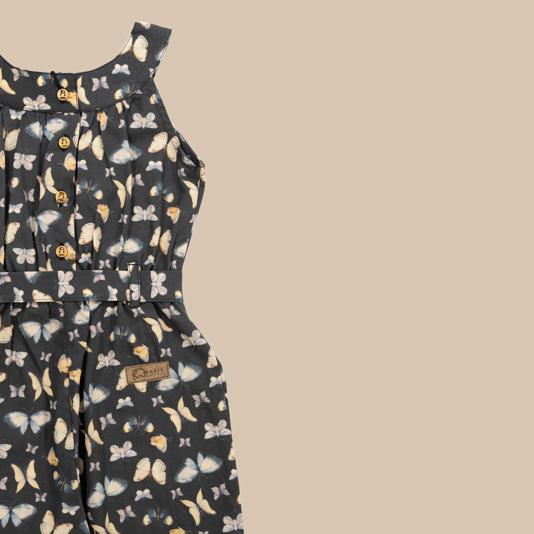 Pirate Black Cotton Play Suit for Girls | Karee Sustainable Kidswear Kids Karee