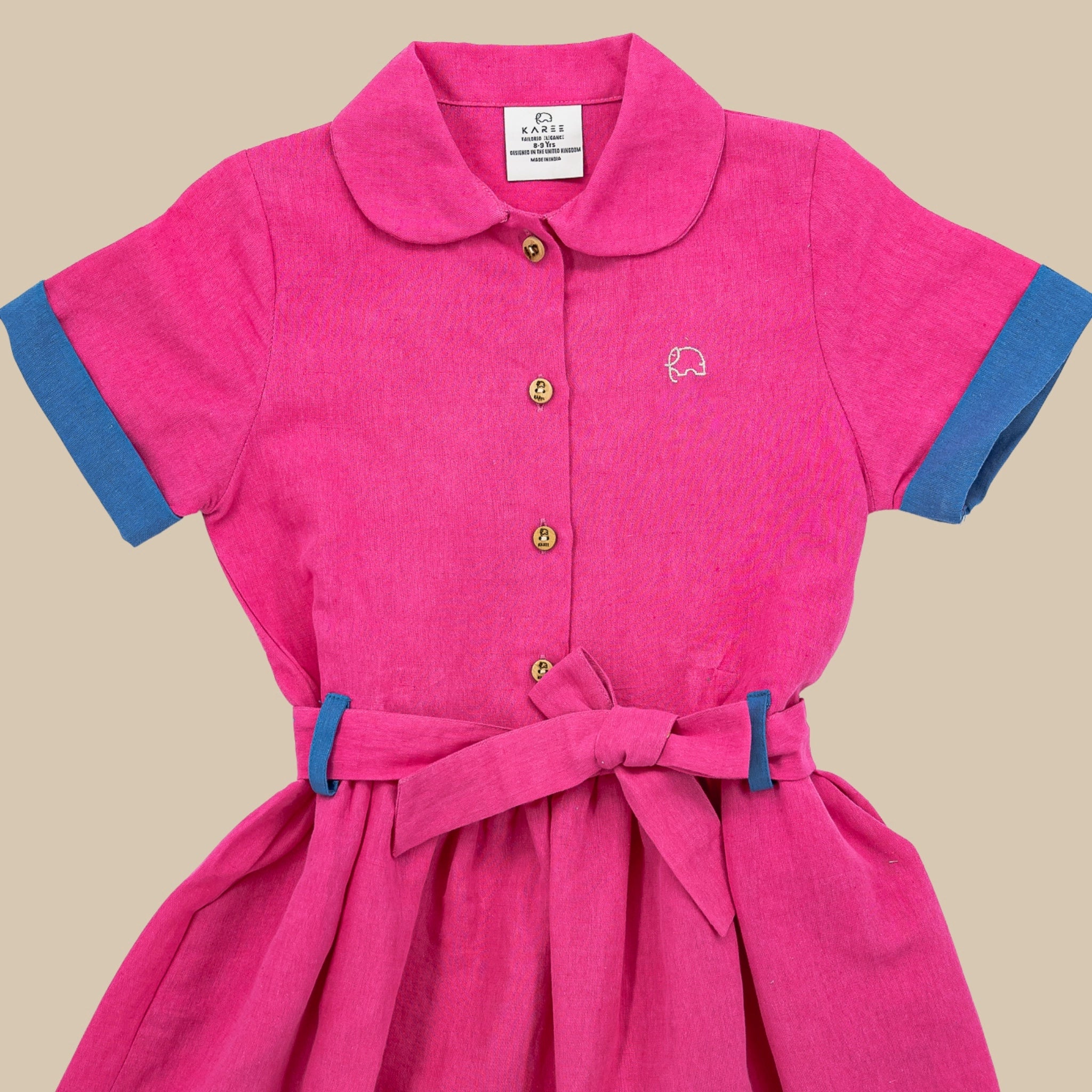 Fuchsia Purple Linen Dress for Girls | Karee Sustainable Kidswear Kids Karee