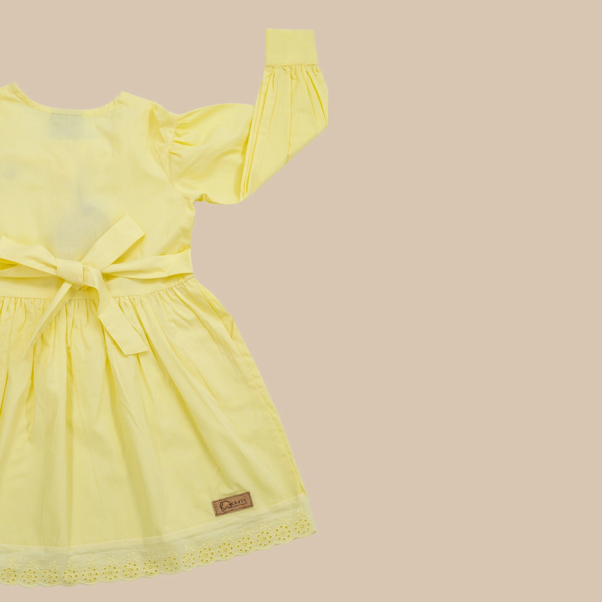 Yellow Puff Sleeve Cotton Dress for Girls | Karee Sustainable Kidswear Kids Karee