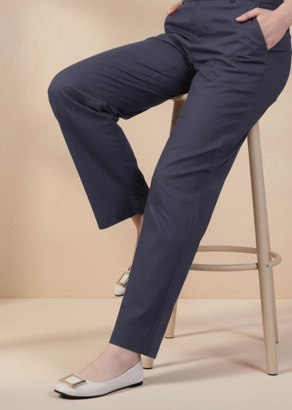 Grey Serenity Cotton Linen Trousers