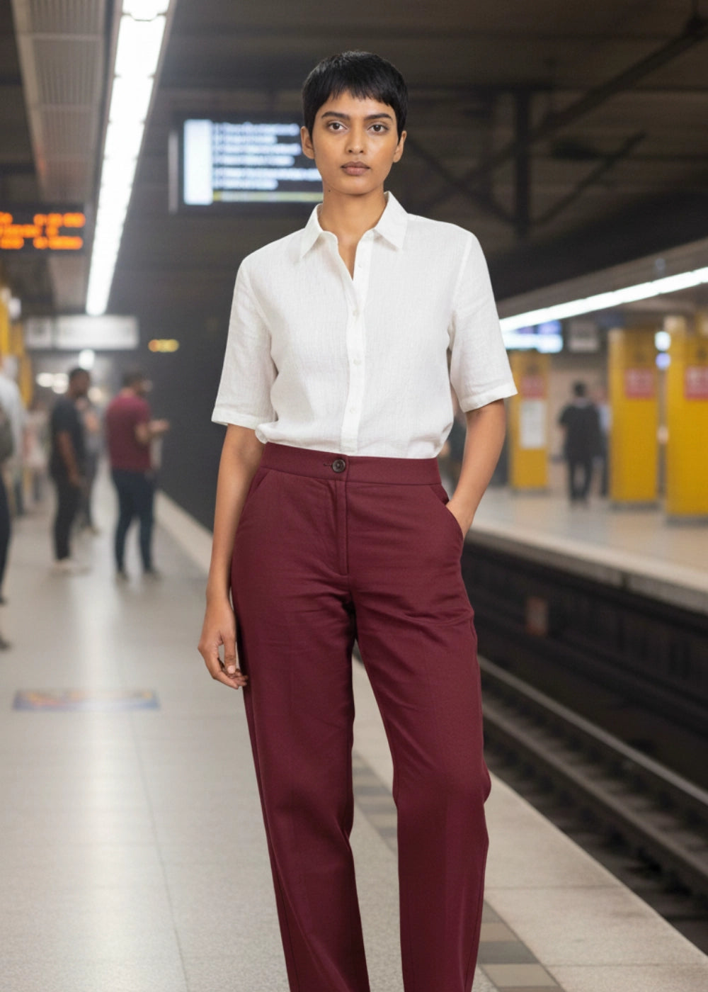 Black Rose Elegance Linen Trousers Women Karee