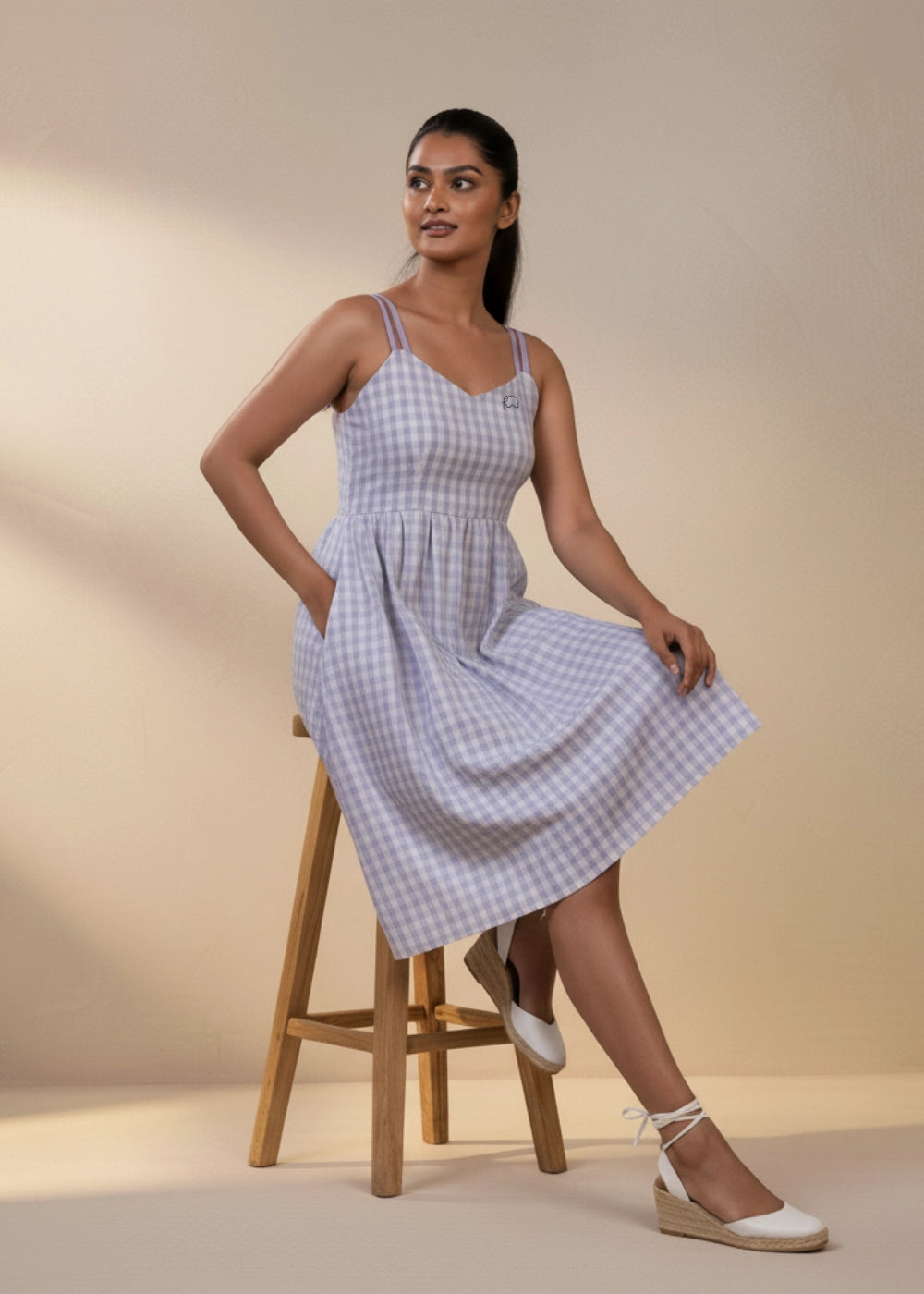 Lavender Gingham Sweetheart Sundress | Karee Sustainable Fashion