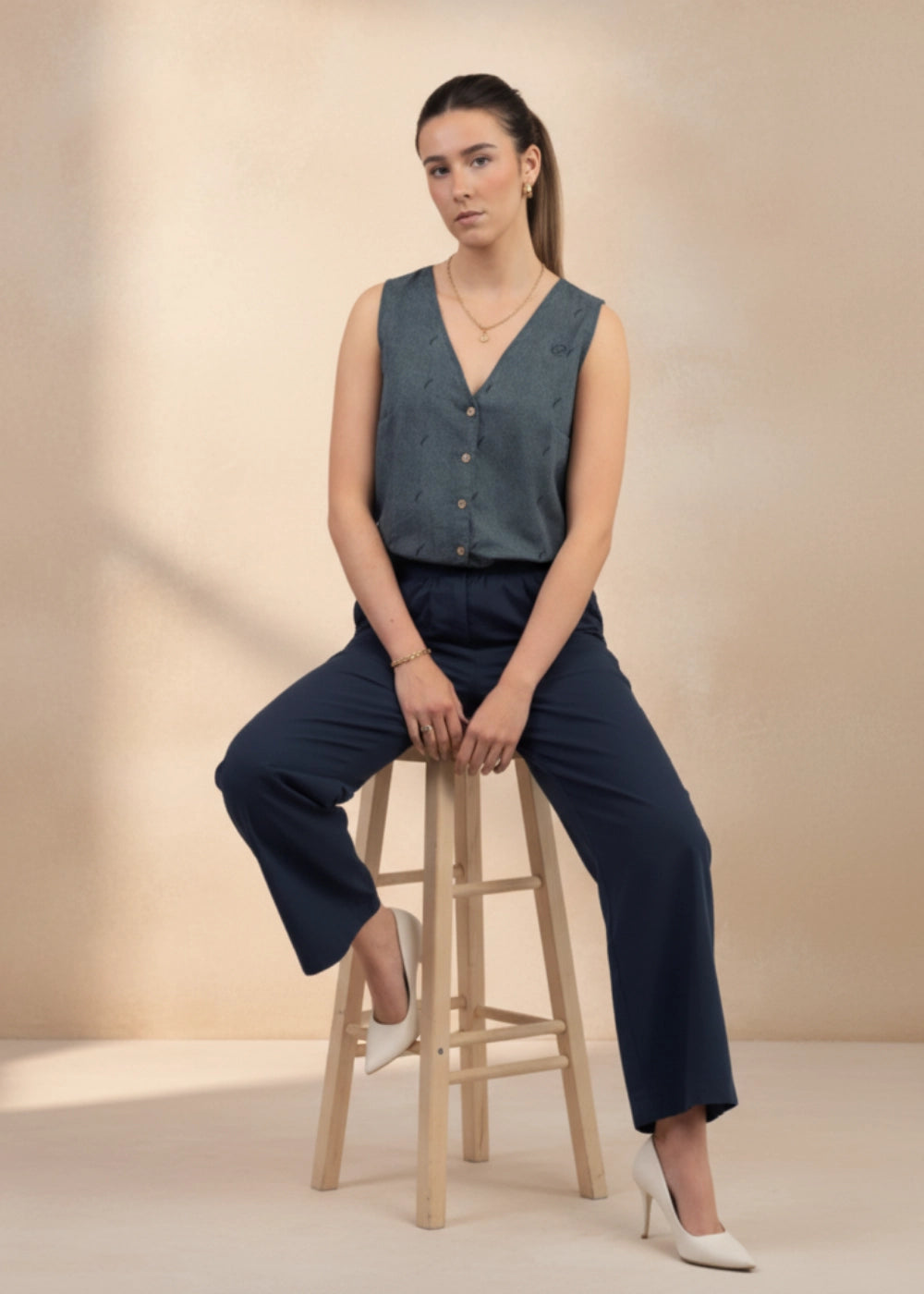 Prussian Blue Ajrakh-Inspired Cotton Jumpsuit | Limited Edition by Karee