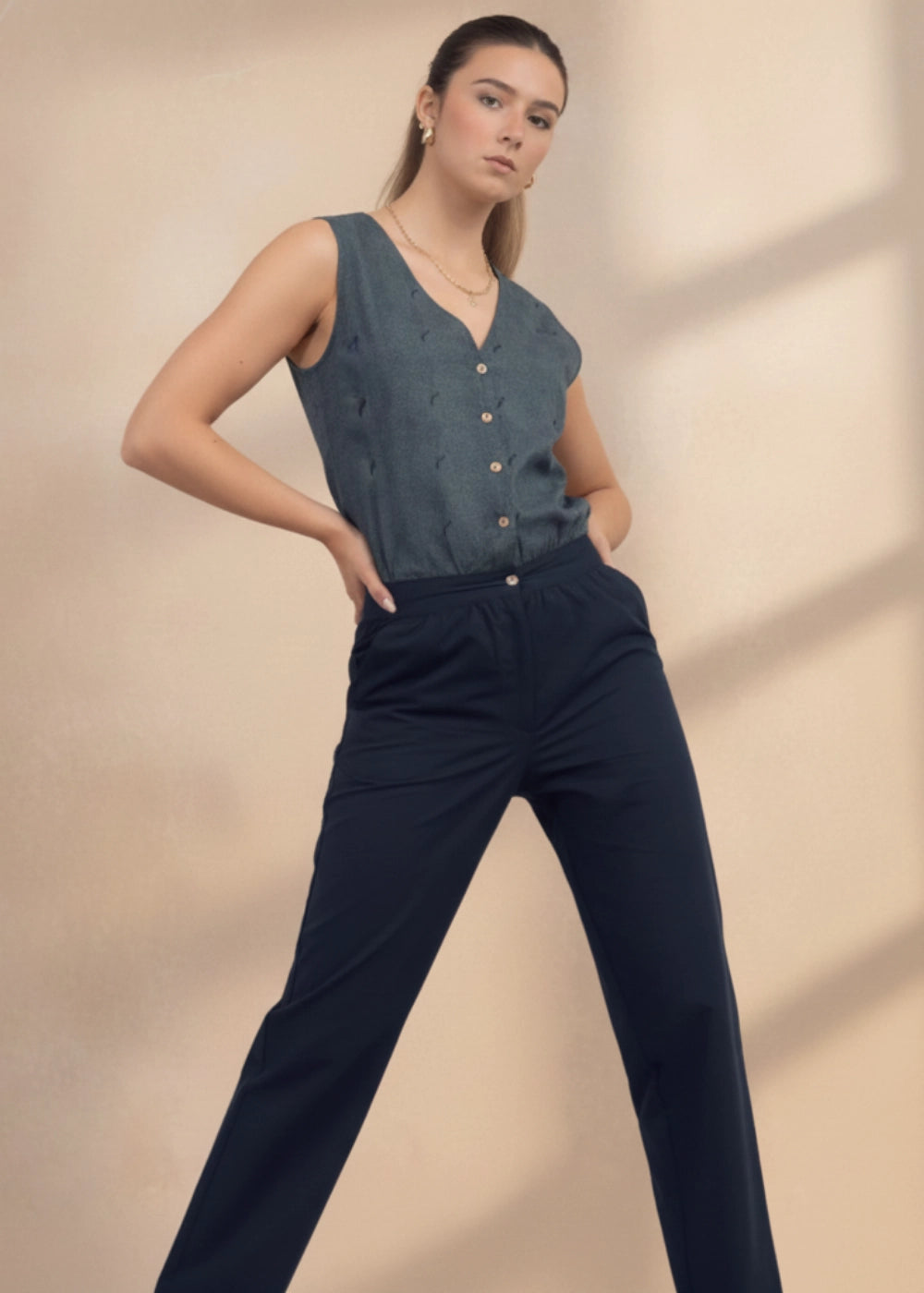 Prussian Blue Ajrakh-Inspired Cotton Jumpsuit | Limited Edition by Karee Women Karee