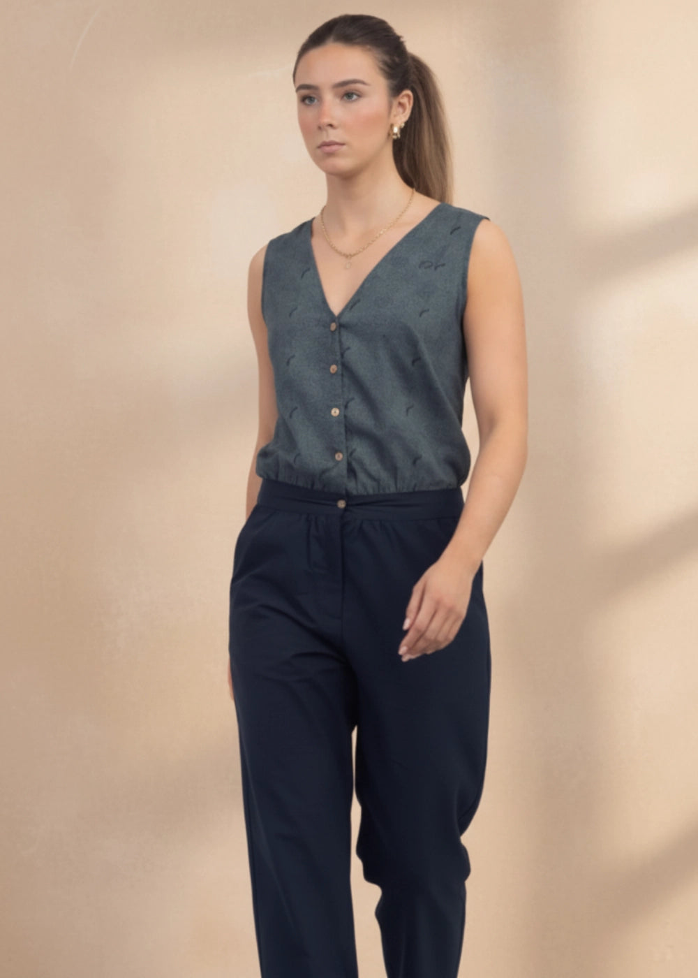 Prussian Blue Ajrakh-Inspired Cotton Jumpsuit | Limited Edition by Karee Women Karee