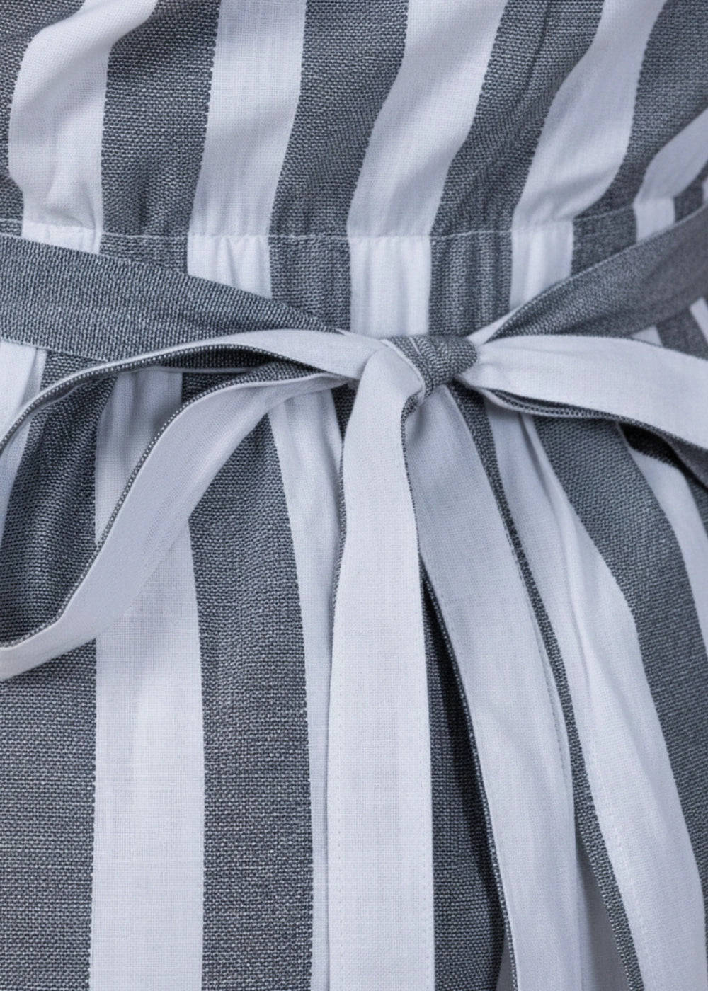 Timeless Striped Elegance Slit Dress (Grey & White)