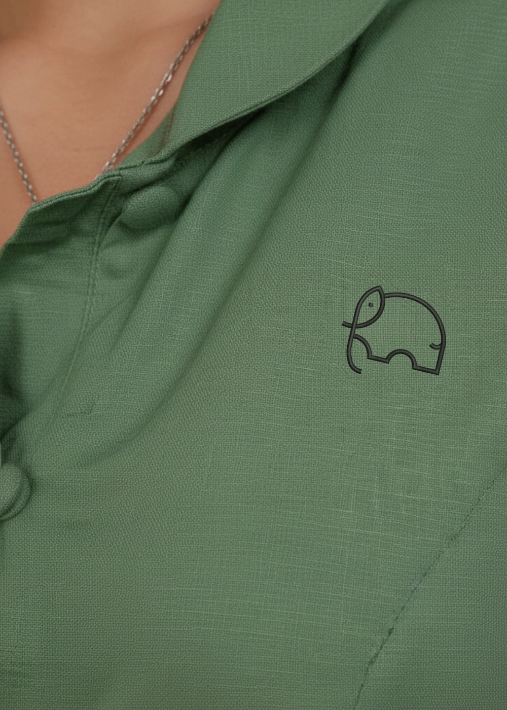 Vintage Midi Elegance Viscose-Linen Button-Up Dress | Karee