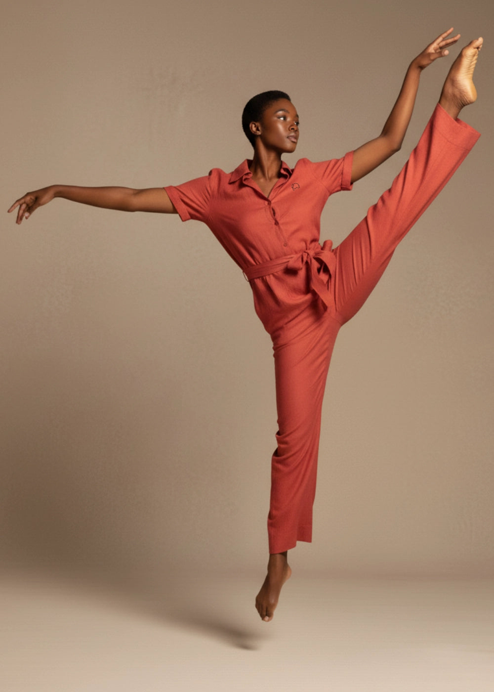 Milano Red Serenity Linen–Viscose Jumpsuit