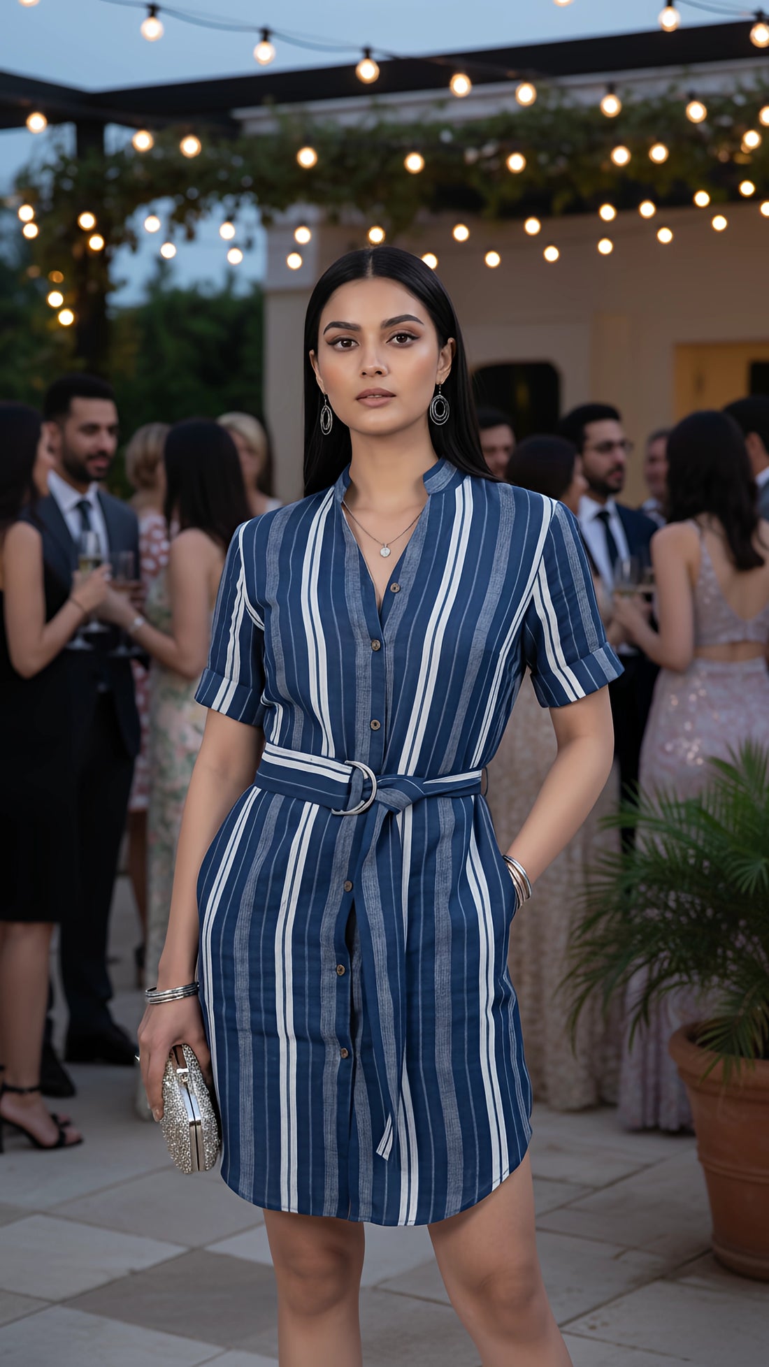 Navy Khadi Linen Shirt Dress