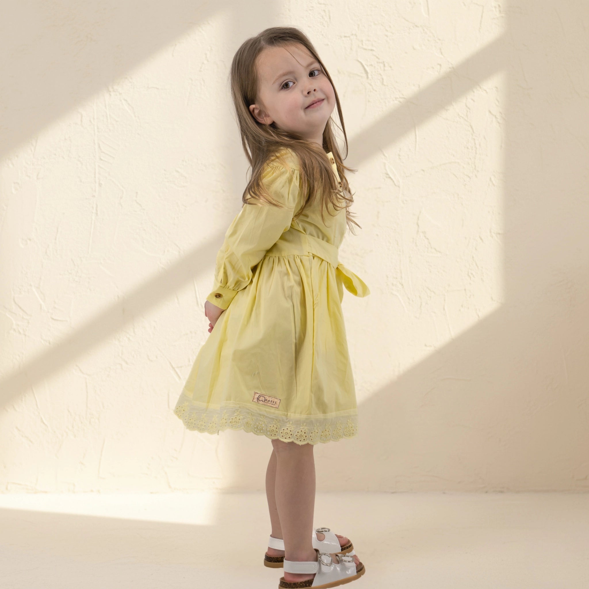 Yellow Puff Sleeve Cotton Dress for Girls | Karee Sustainable Kidswear Kids Karee
