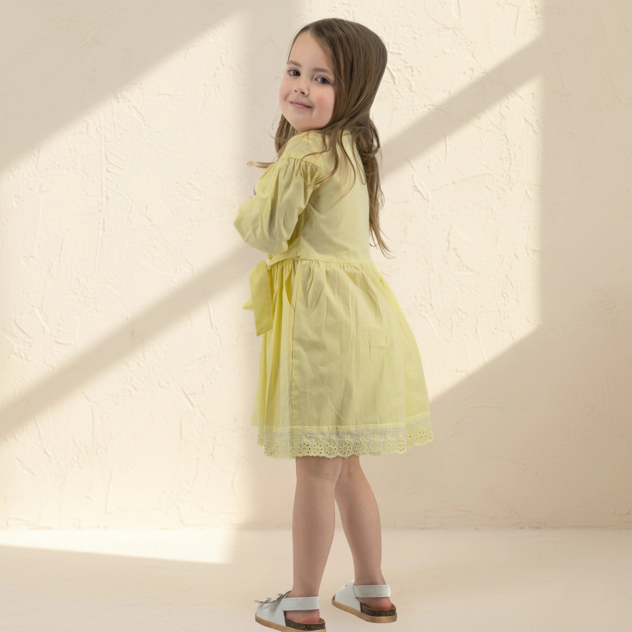 Yellow Puff Sleeve Cotton Dress for Girls | Karee Sustainable Kidswear Kids Karee