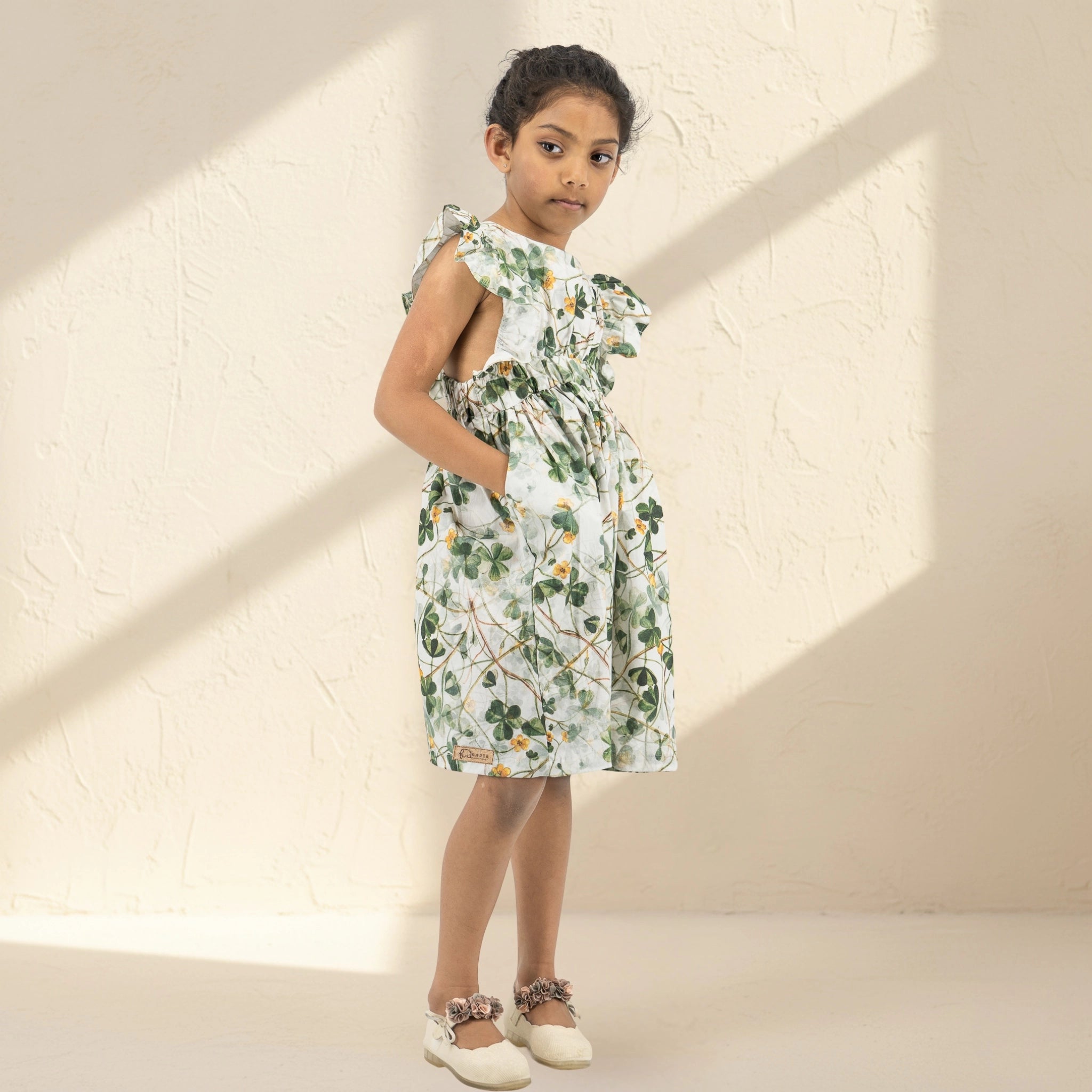 Green Floral Cotton Dress for Girls | Karee Sustainable Kidswear Kids Karee