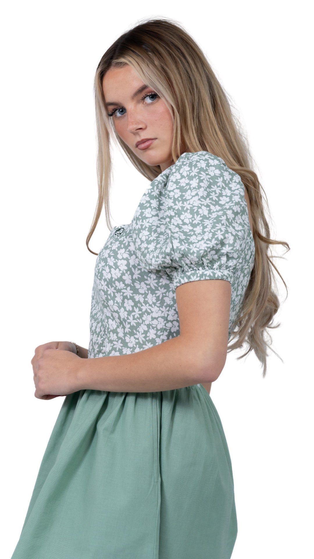 Sirocco Blooms Green Frock Dress