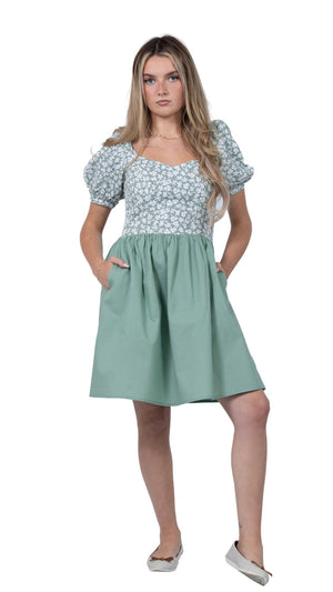 Sirocco Blooms Green Frock Dress