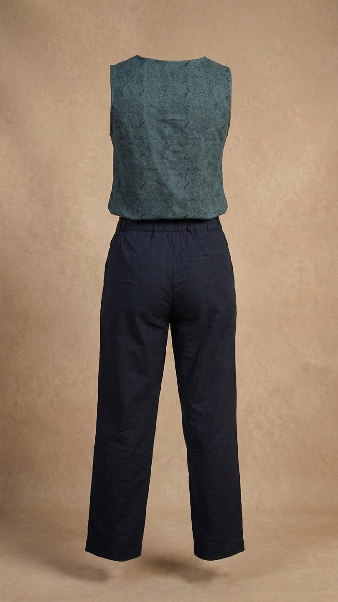 Prussian Blue Ajrakh-Inspired Cotton Jumpsuit for Women India | Karee Women Karee