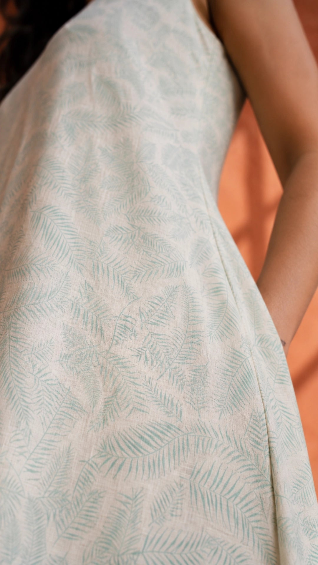 Blue Botanical Print High-Low Linen Cotton Dress for Women India | Karee Women Karee