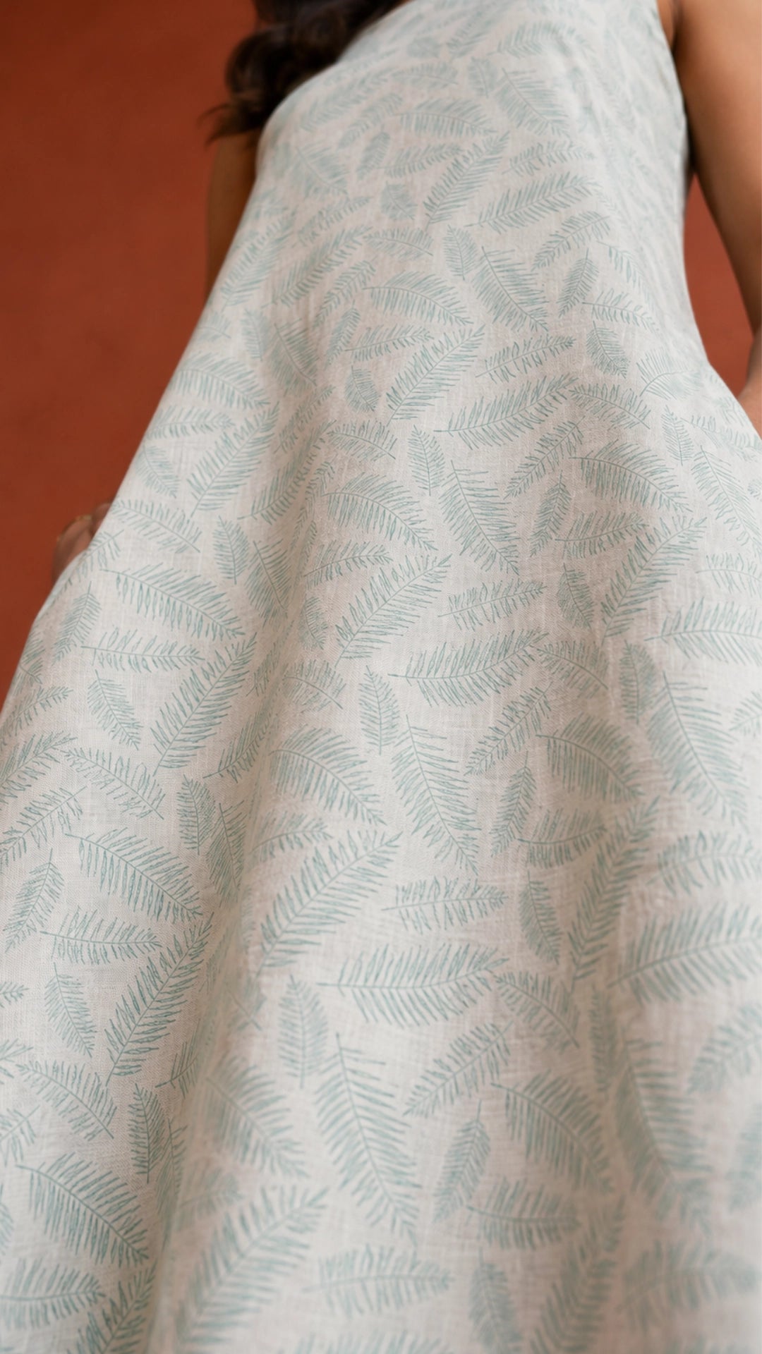 Blue Botanical Print High-Low Linen Cotton Dress for Women India | Karee Women Karee