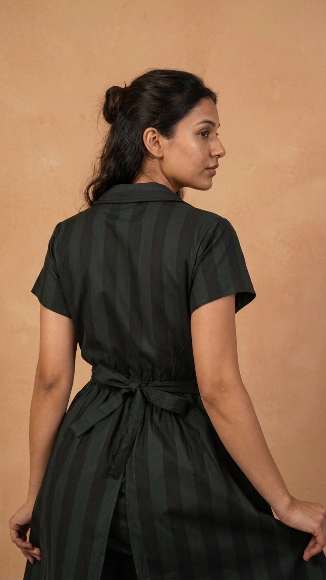 Green Black Stripe Slit Midi Dress for Women India | Karee Women Karee