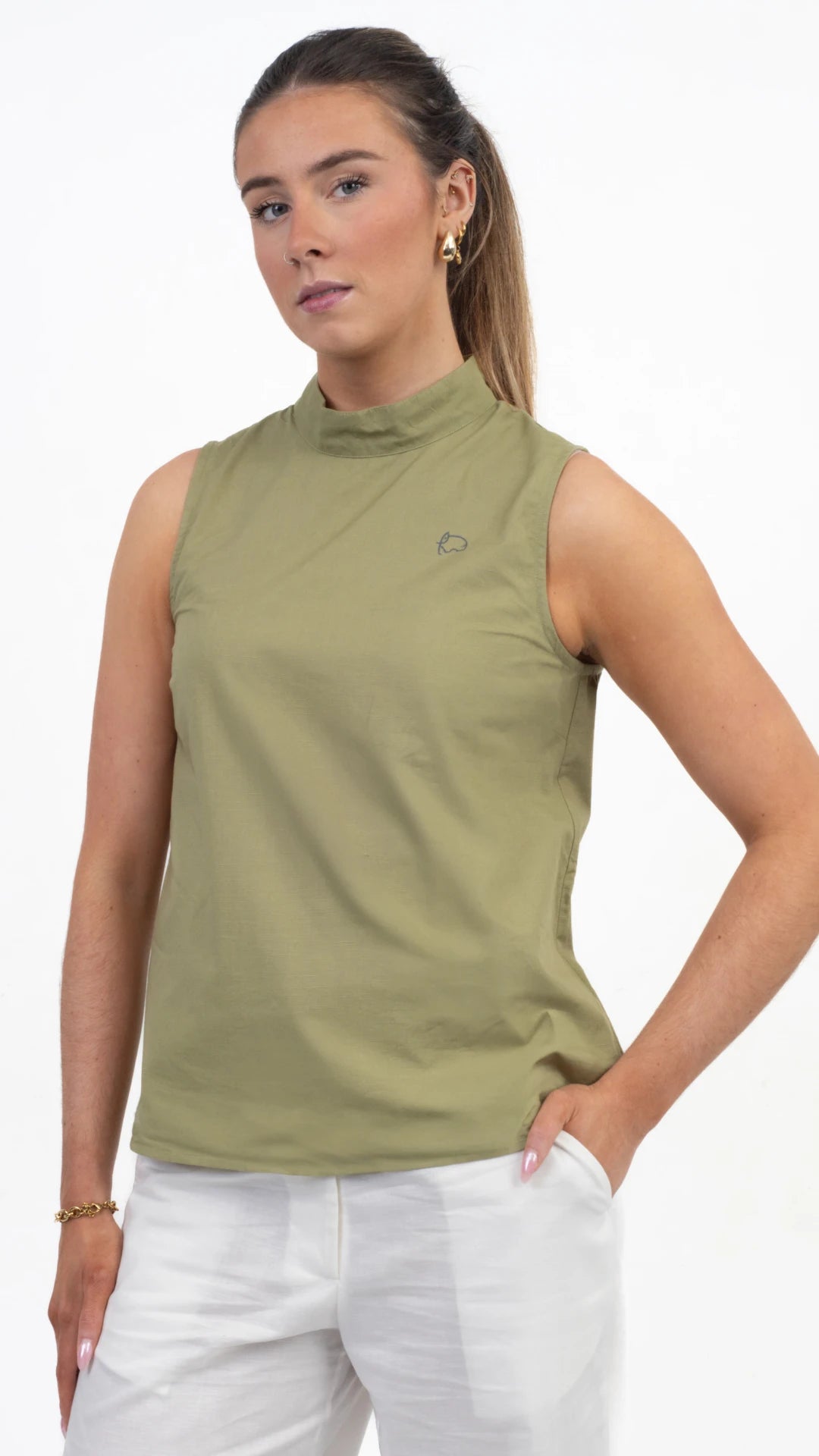 Pear Green Sleeveless Top For Women