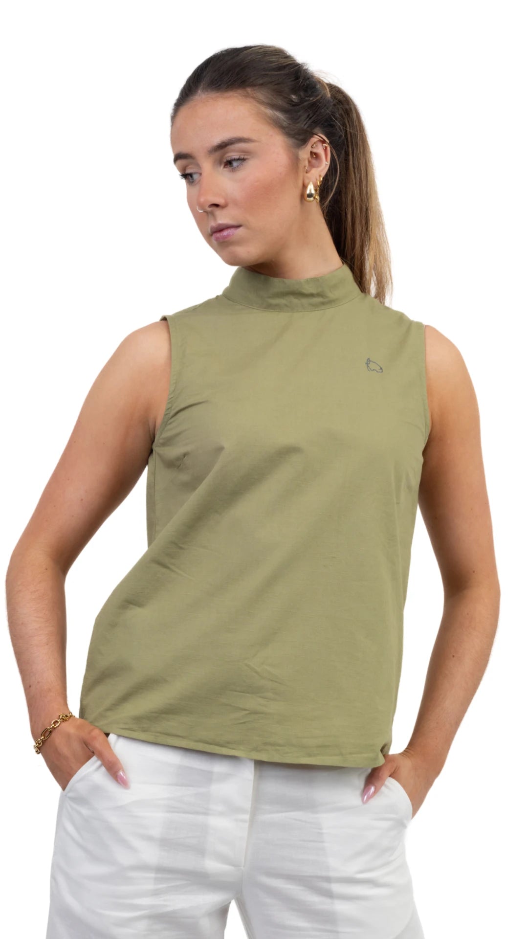 Pear Green Sleeveless Top For Women