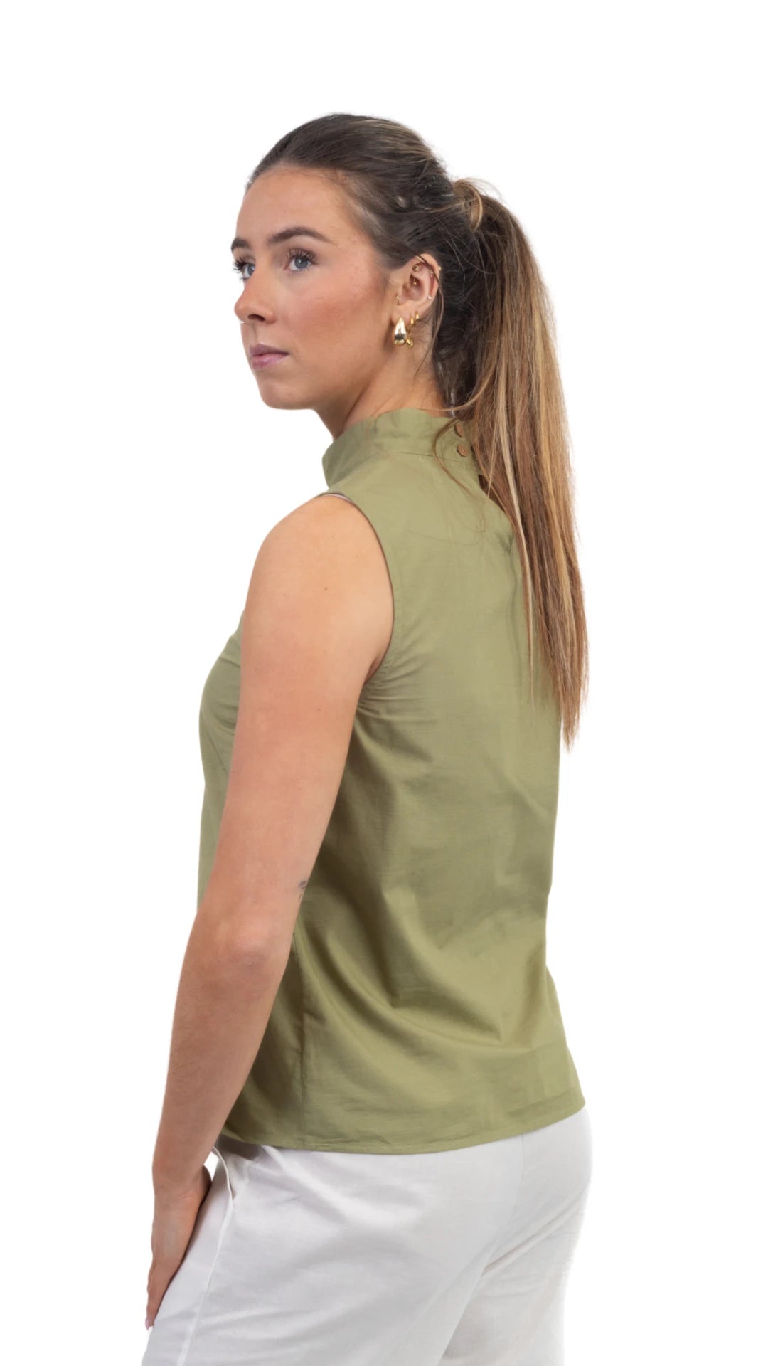 Pear Green Sleeveless Top For Women