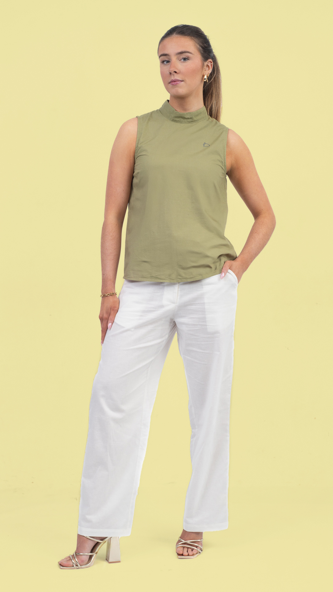 Pear Green Sleeveless Top For Women