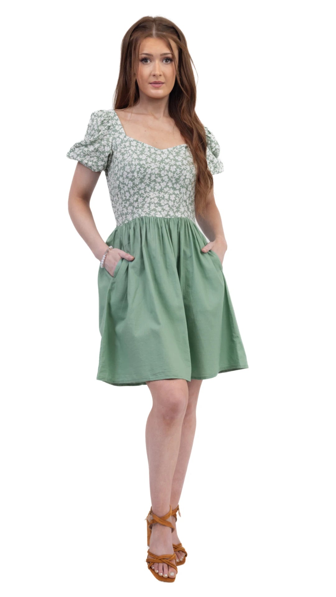 Sirocco Blooms Green Frock Dress