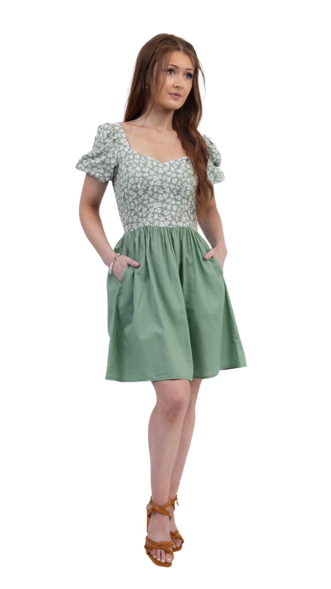 Sirocco Blooms Green Frock Dress
