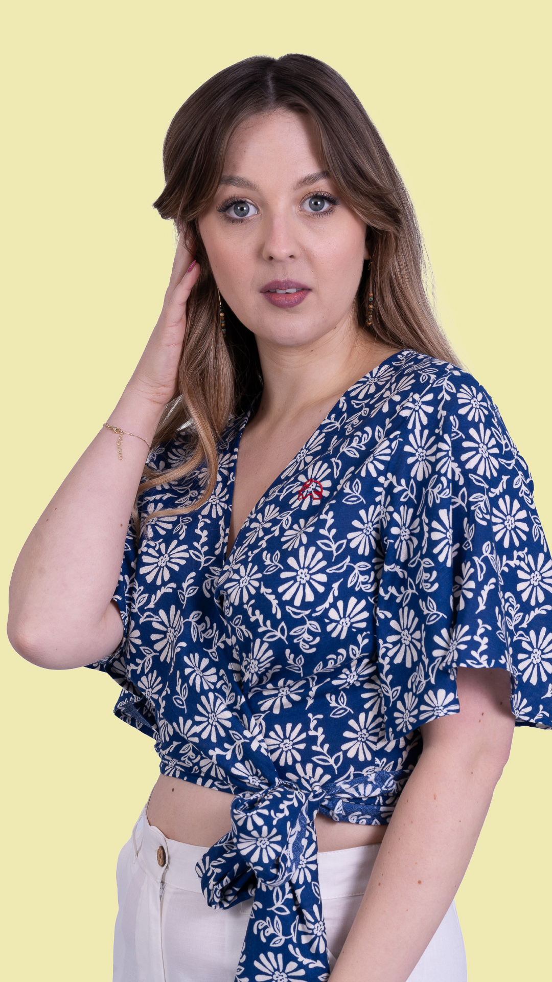 SereneBloom Women's Eco-Friendly Wrap Top - Blue Bliss
