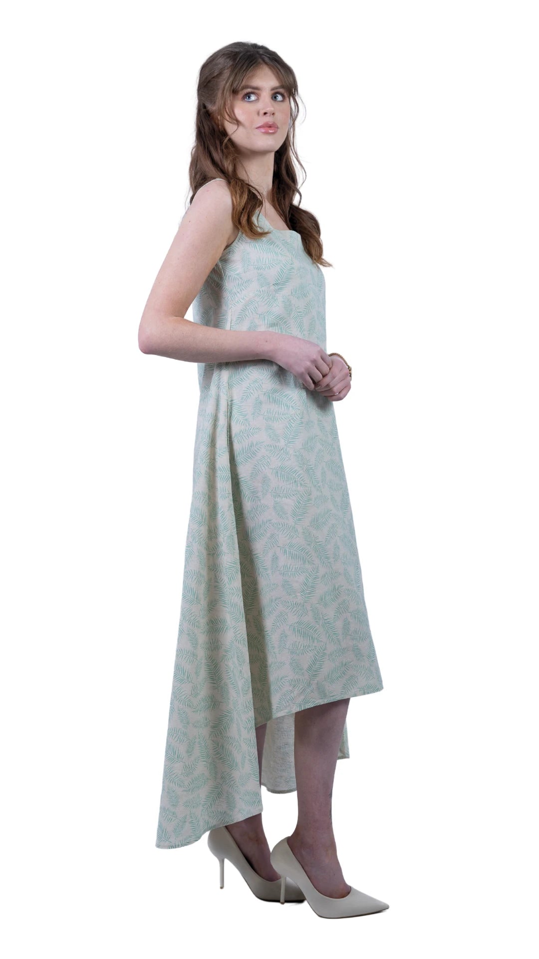 Mystic Breeze High Low Linen Cotton Dress | Sustainable Women's Dress