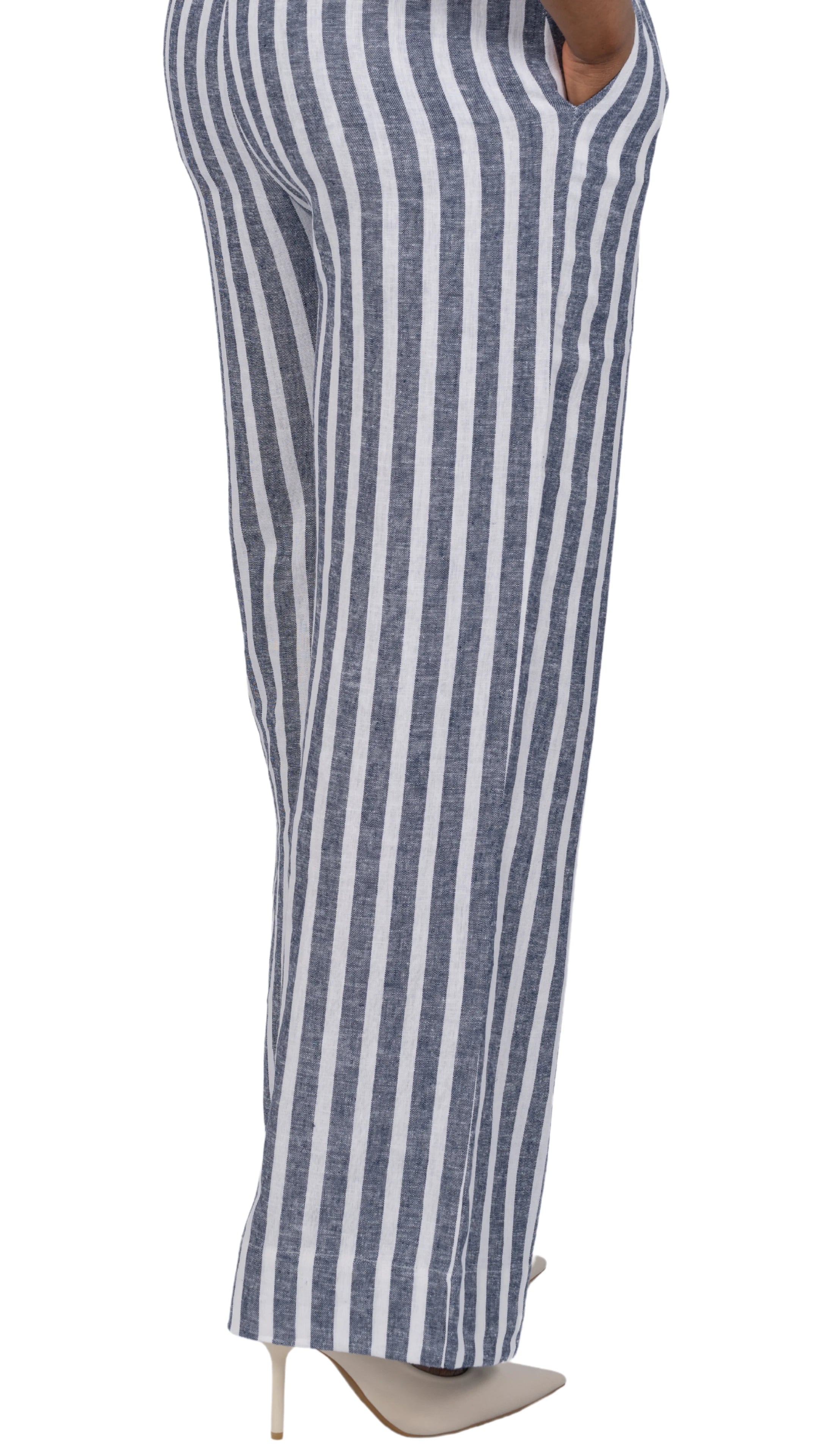 Monochrome Striped Linen Trousers Sustainable Women’s Fashion UK