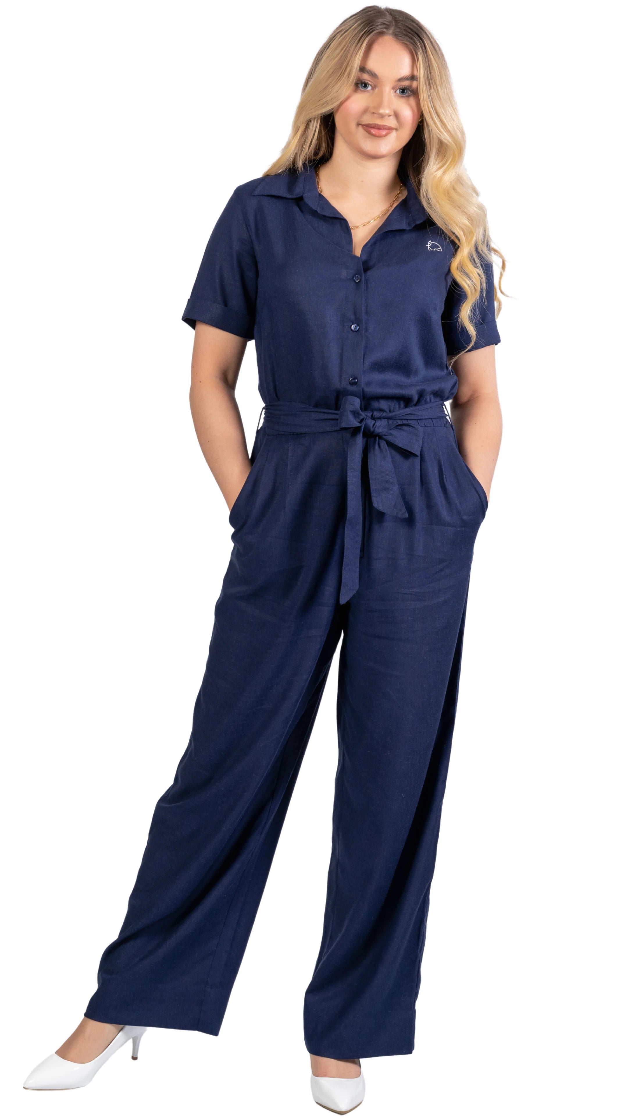 Timeless Tranquility: Eco-Friendly Midnight Jumpsuit for Women