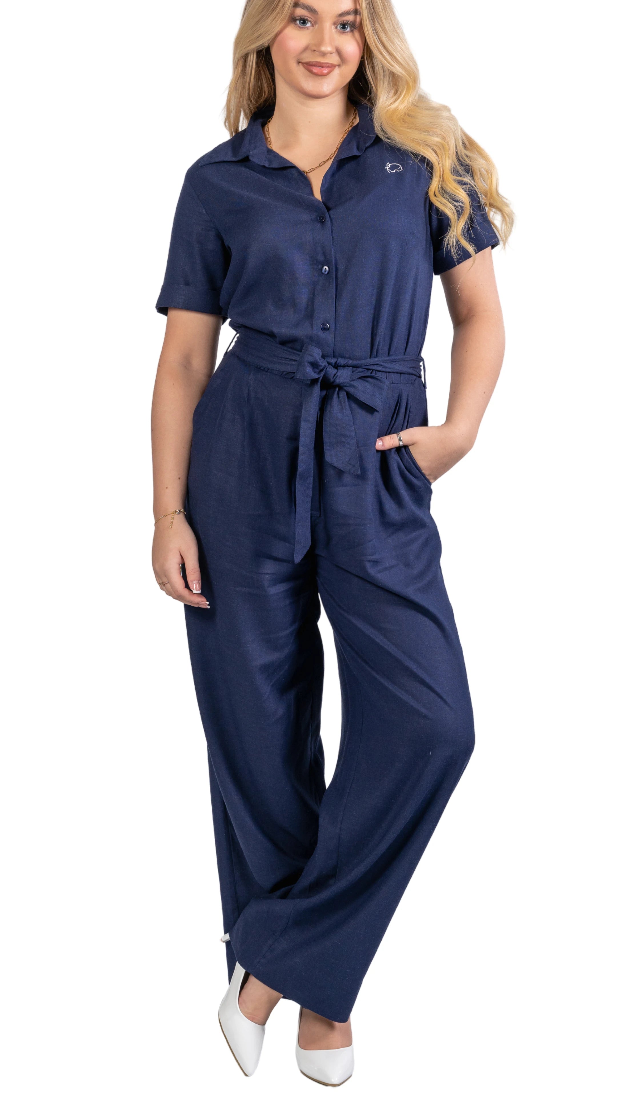 Timeless Tranquility: Eco-Friendly Midnight Jumpsuit for Women