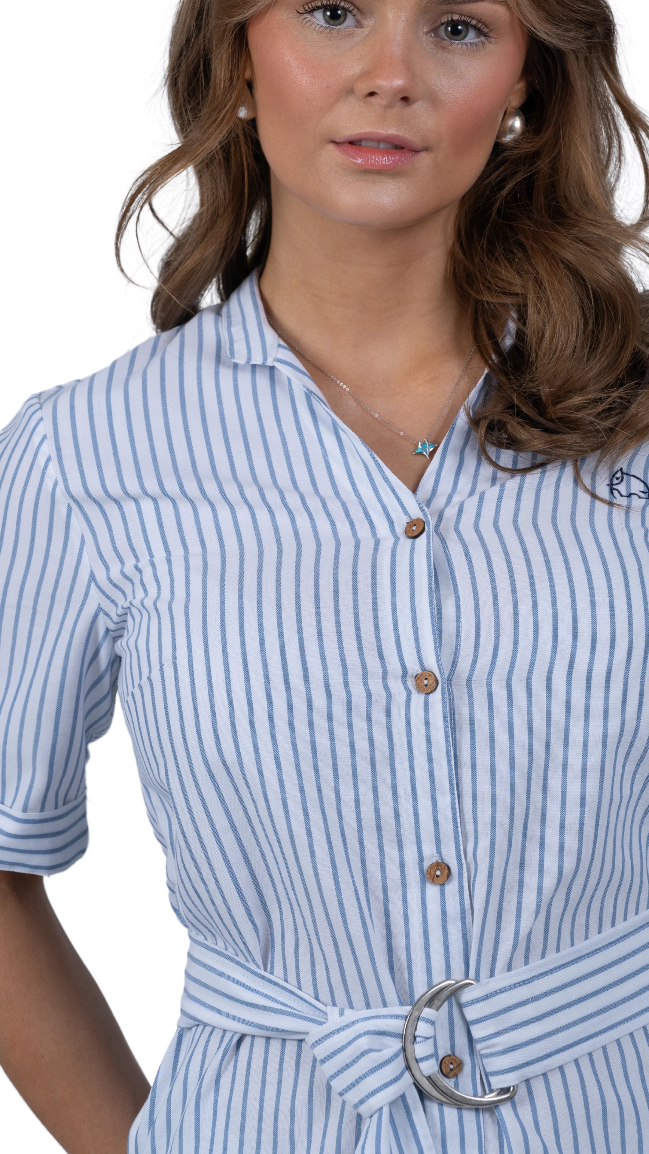 Nautical Breeze Striped Shirt Dress