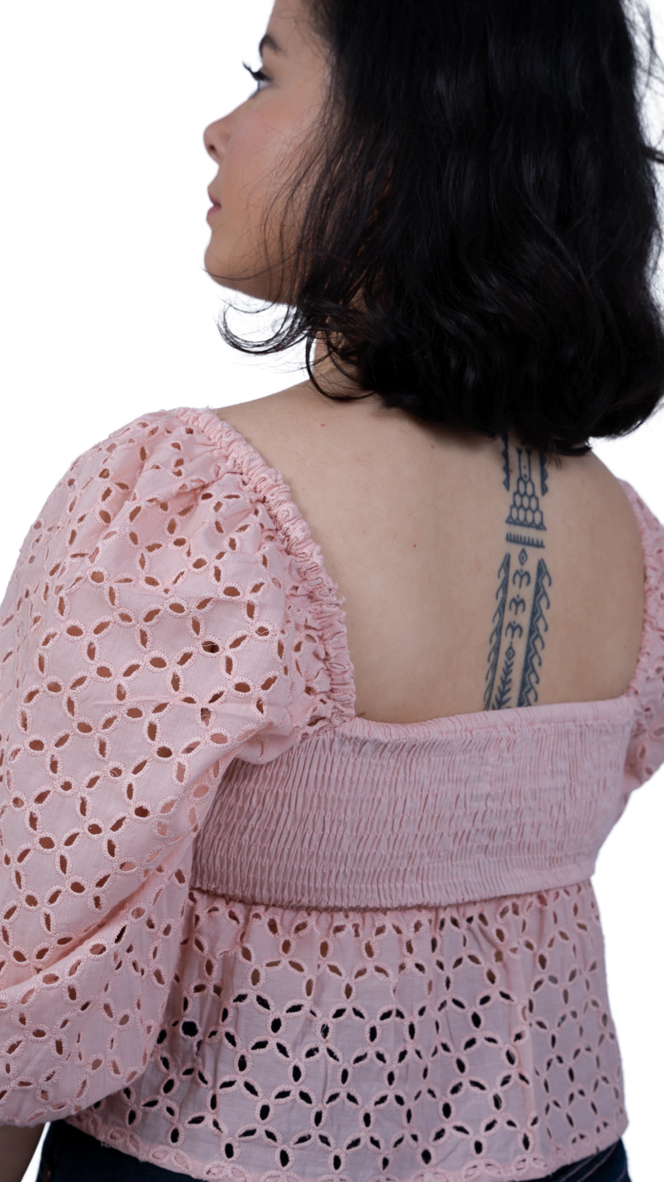 Timeless Allure in Peach: Peach Blossom Lace Dream Blouse