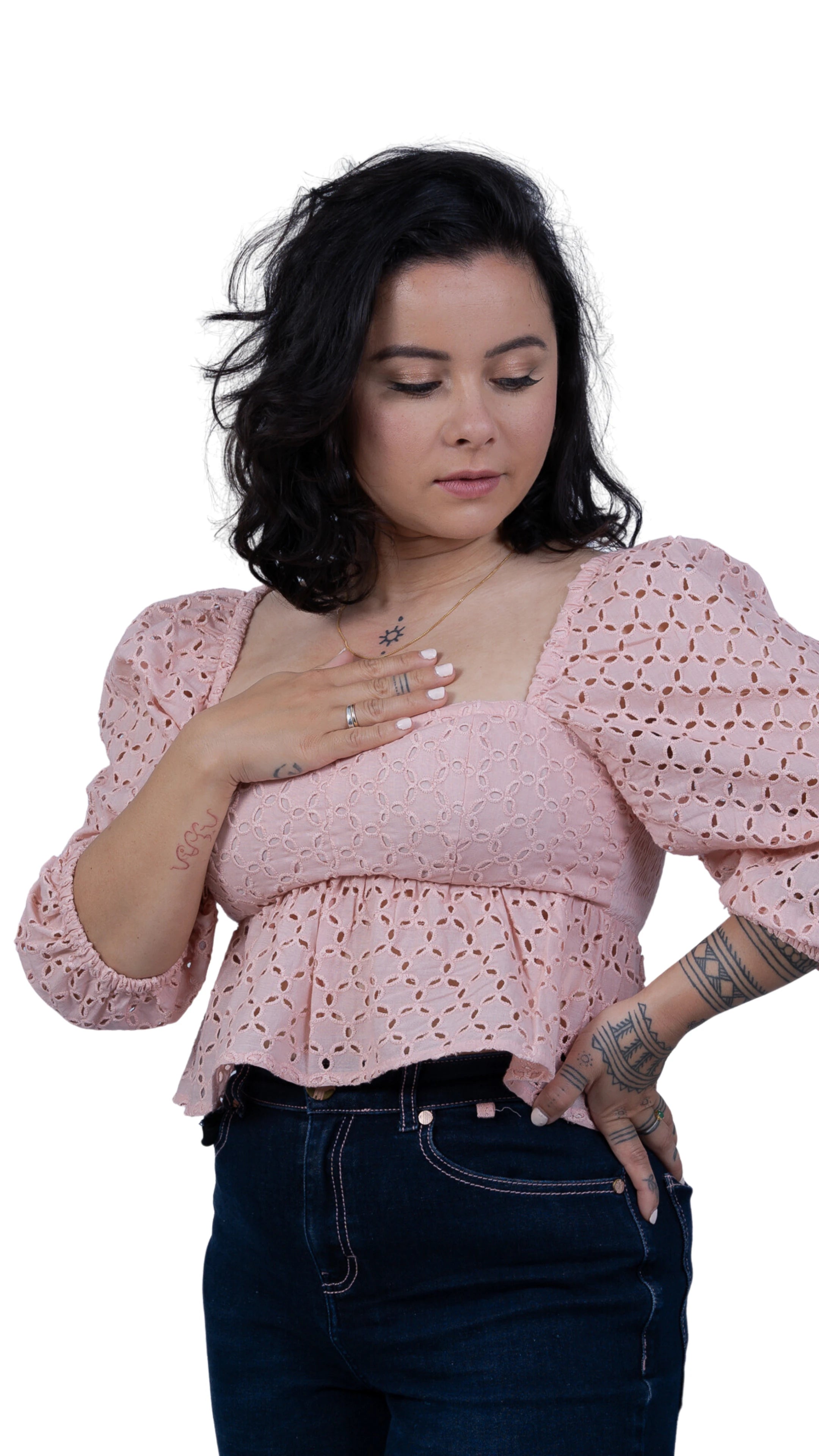 Timeless Allure in Peach: Peach Blossom Lace Dream Blouse