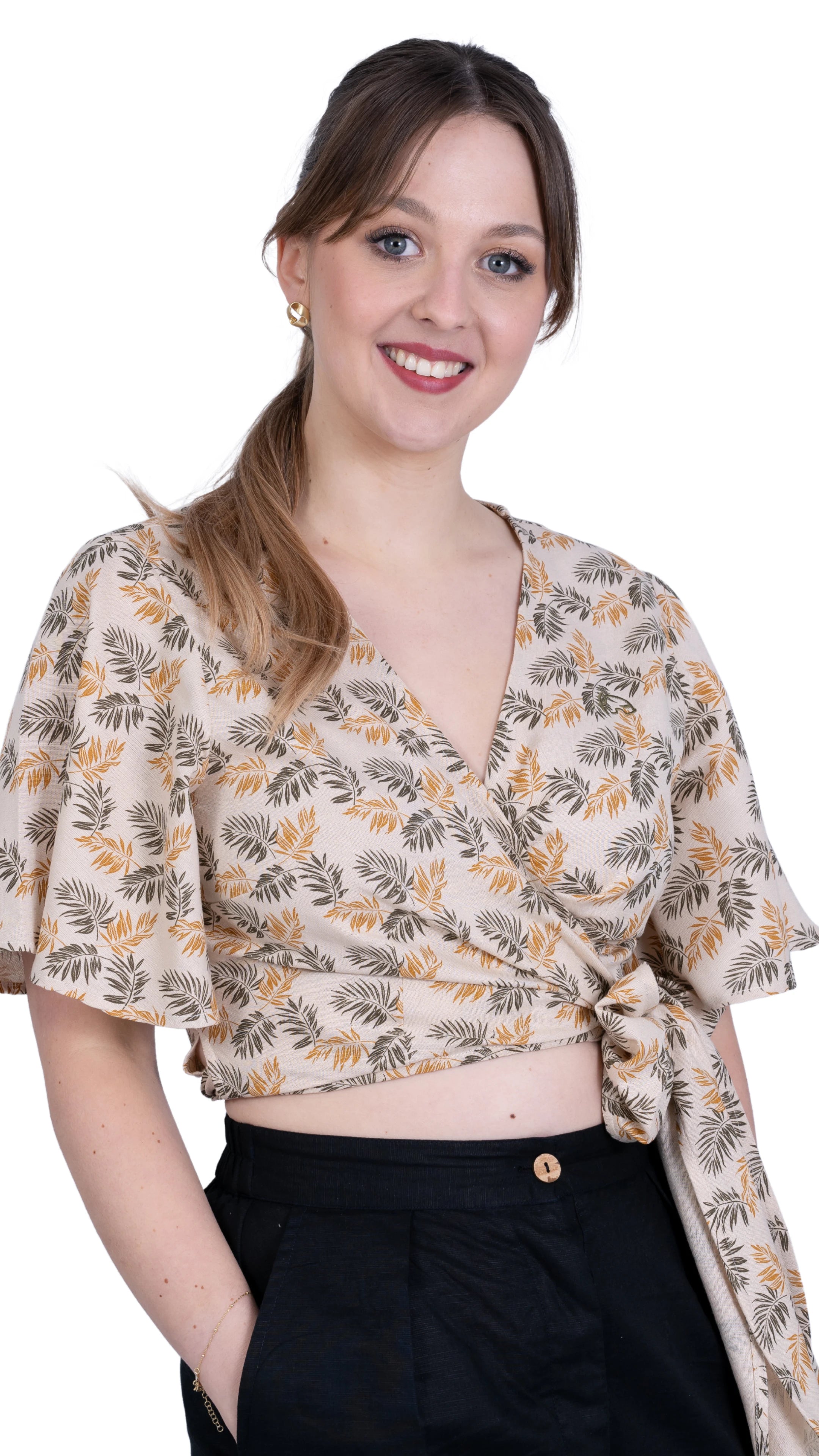 Biscuit Bliss Eco-Friendly Wrap Top | Sustainable Women's Tops