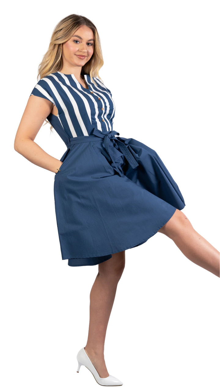 Denim & White Oasis Midi Dress | Sustainable Women's Fashion - DressKaree