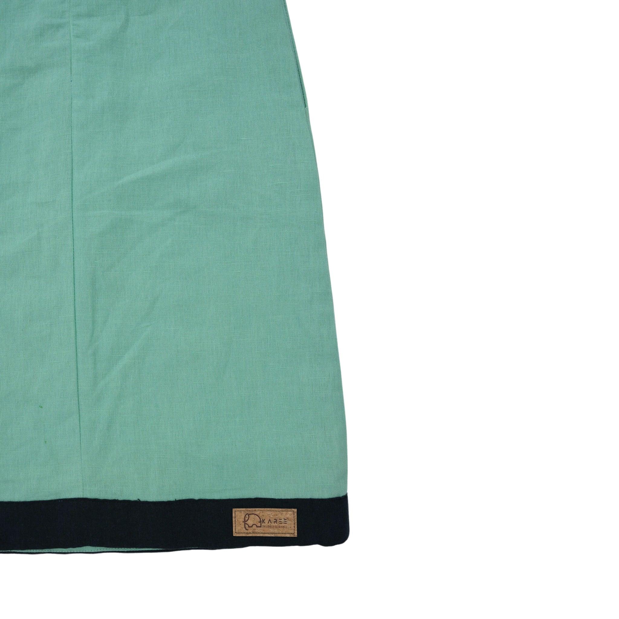Ethically Made Magic: Neptune Green Linen Cotton Frock - DressKaree