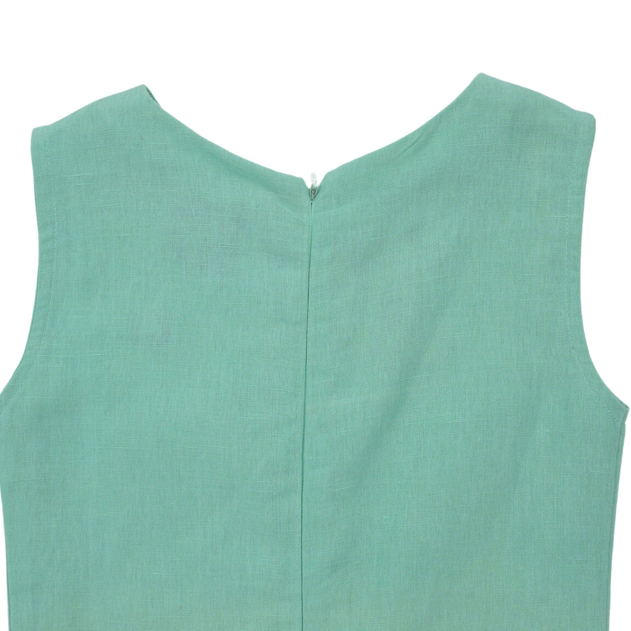 Ethically Made Magic: Neptune Green Linen Cotton Frock - DressKaree