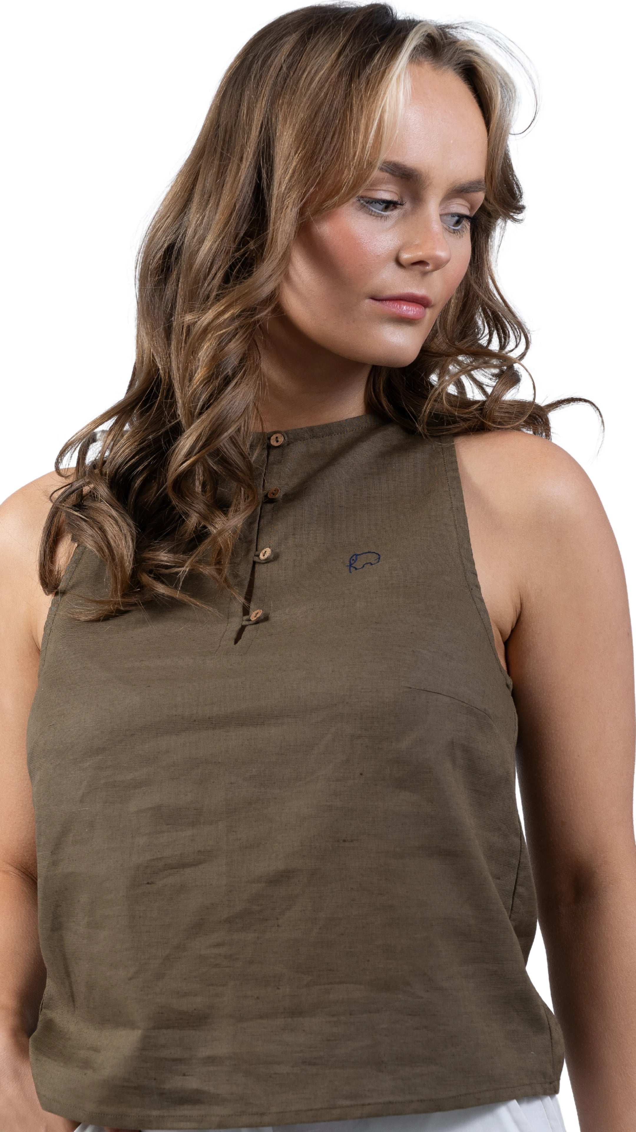 Green Cotton - Linen Cami Top - TopsKaree