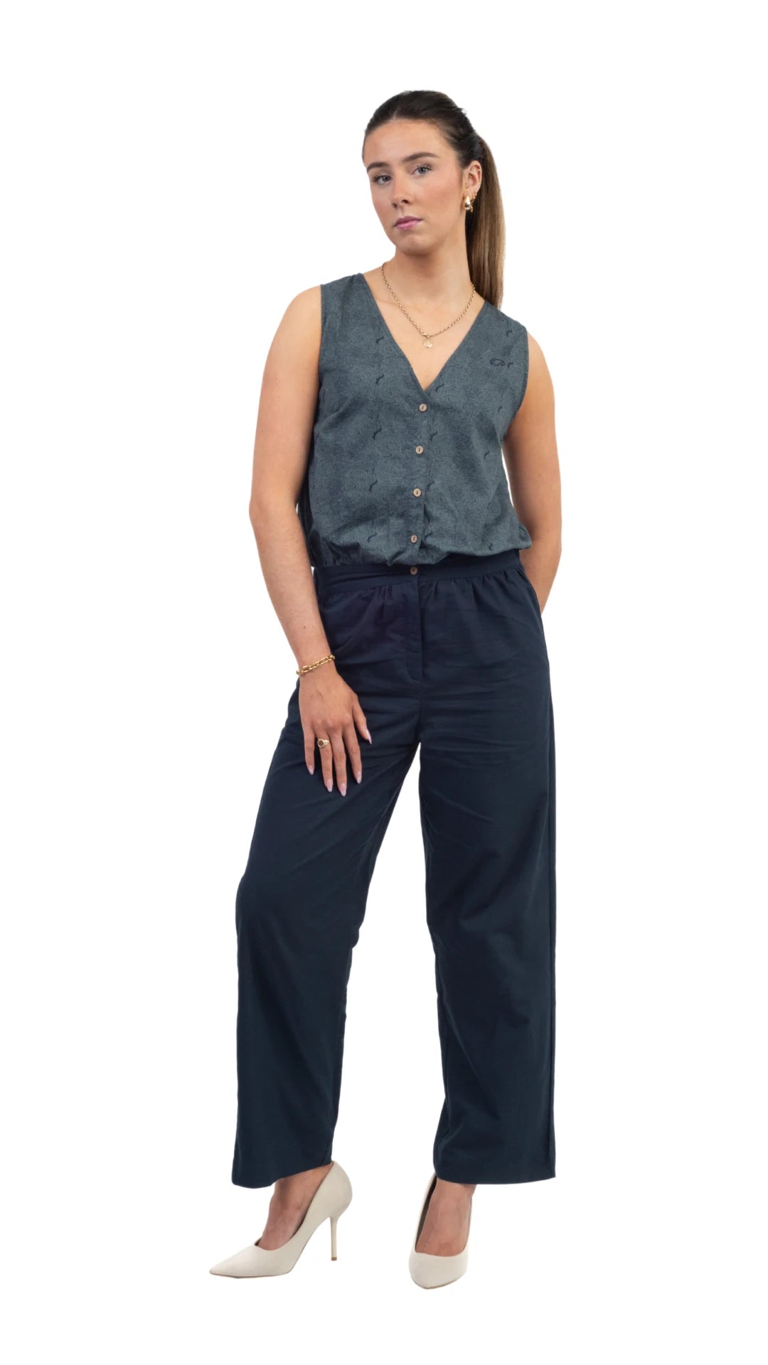 Limited Edition Prussian Blue Jumpsuit: Sustainable Women’s Fashion UK | Karee - JumpsuitsKaree