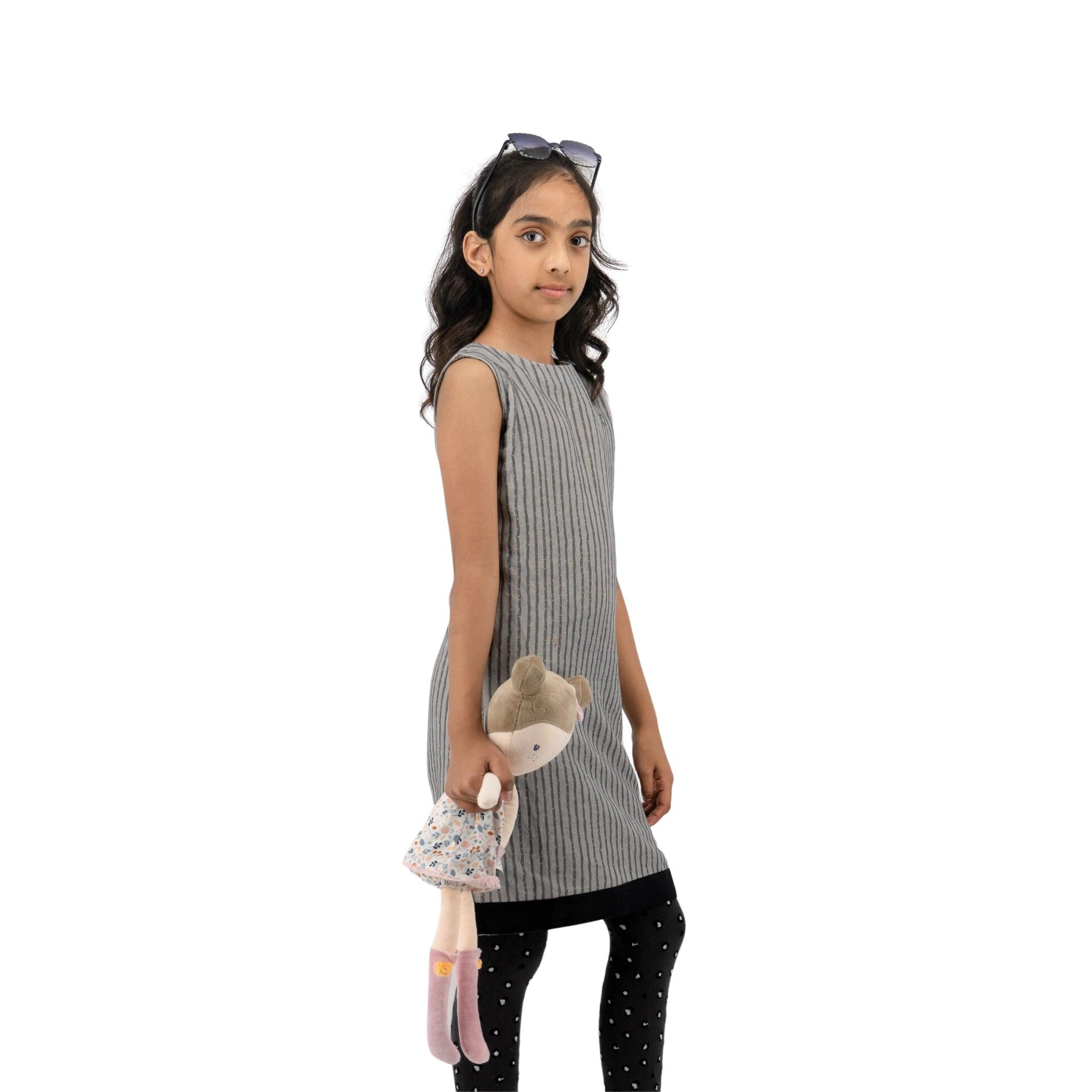 Modern Mini: Eco - Friendly Steel Grey Frock - DressKaree