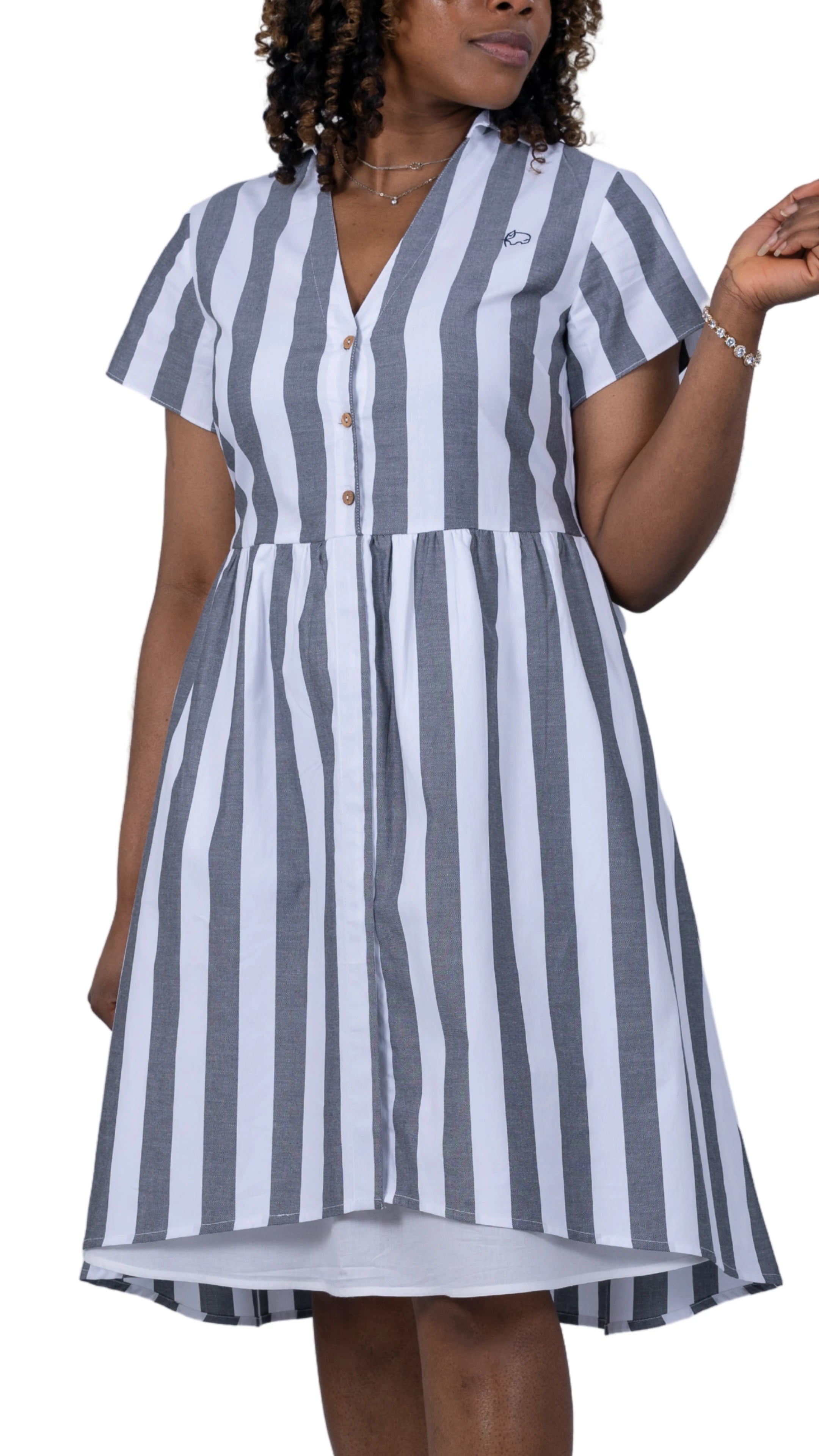 Timeless Elegance Redefined: Timeless Striped Elegance Slit Dress