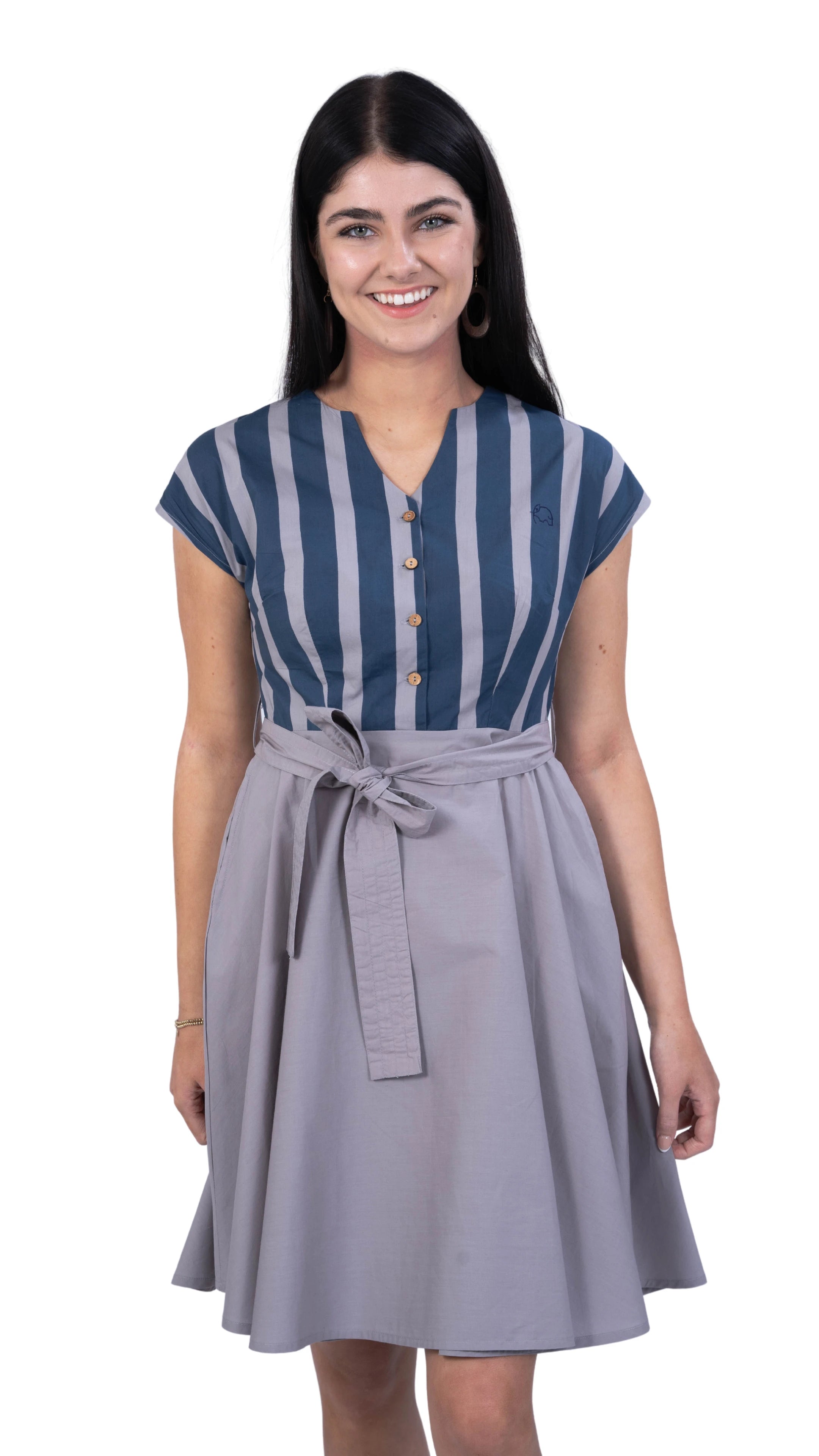 Limited Edition Denim and Opel Striped Midi Dress