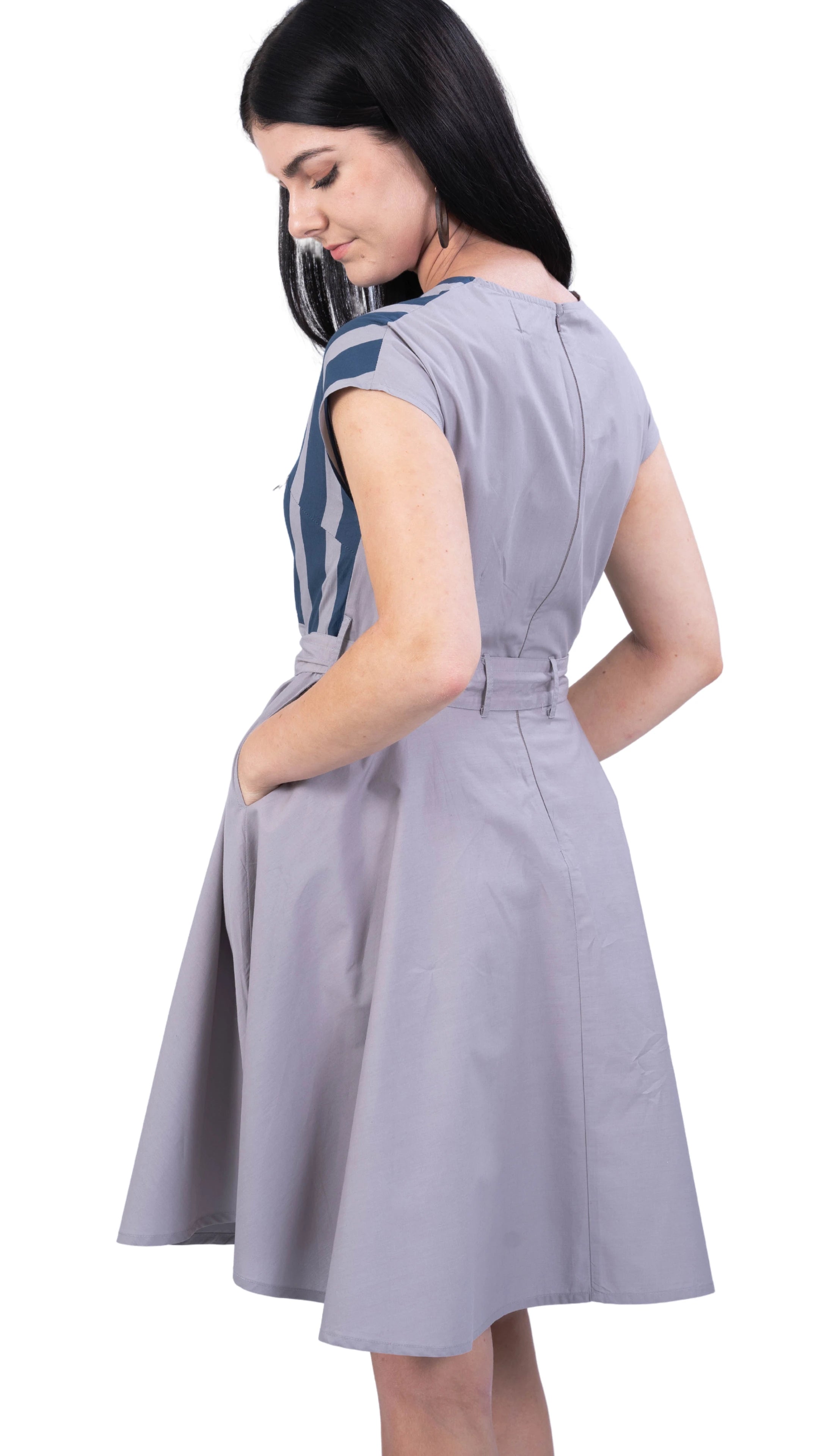Limited Edition Denim and Opel Striped Midi Dress