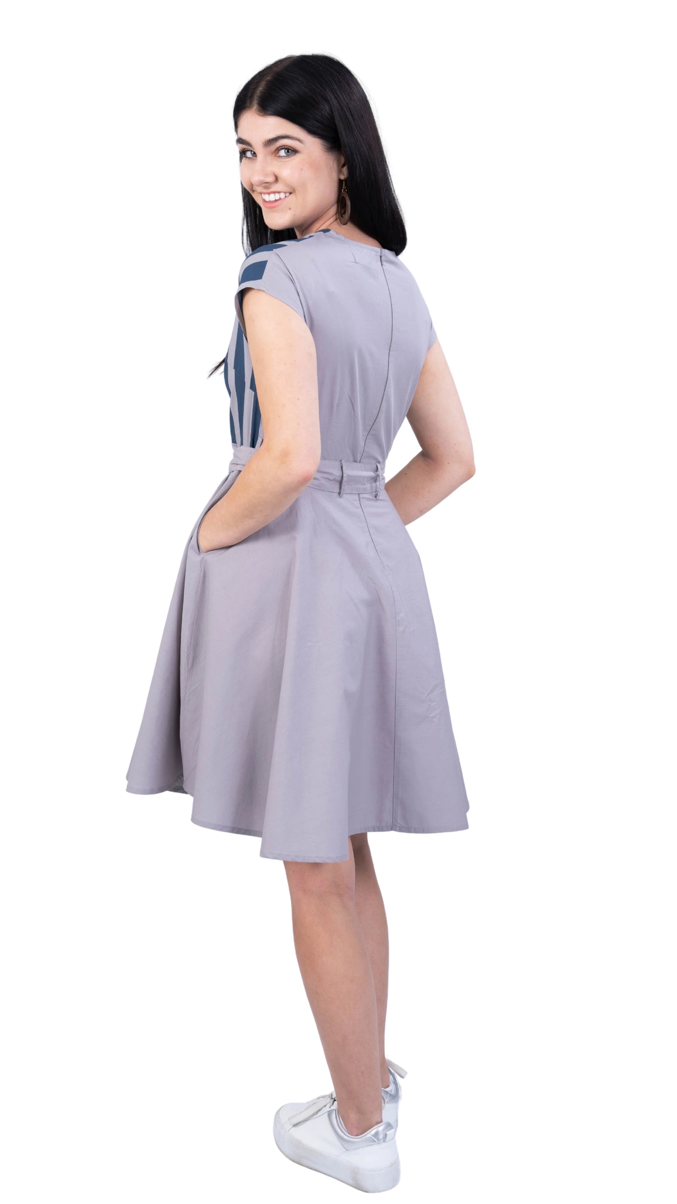 Limited Edition Denim and Opel Striped Midi Dress