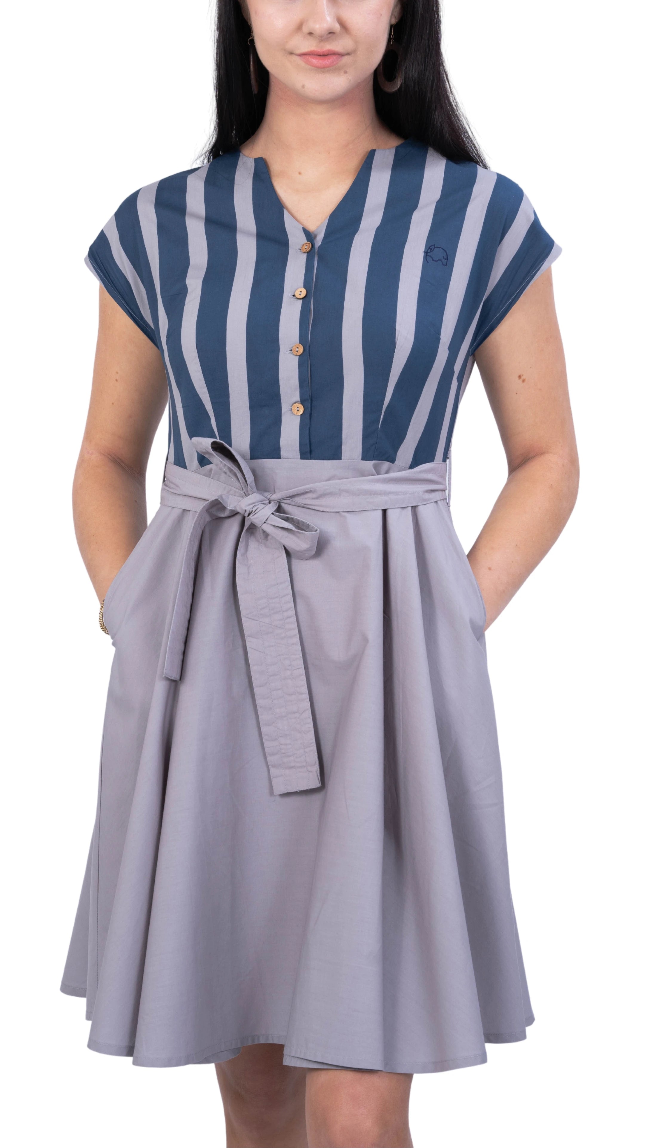 Limited Edition Denim and Opel Striped Midi Dress