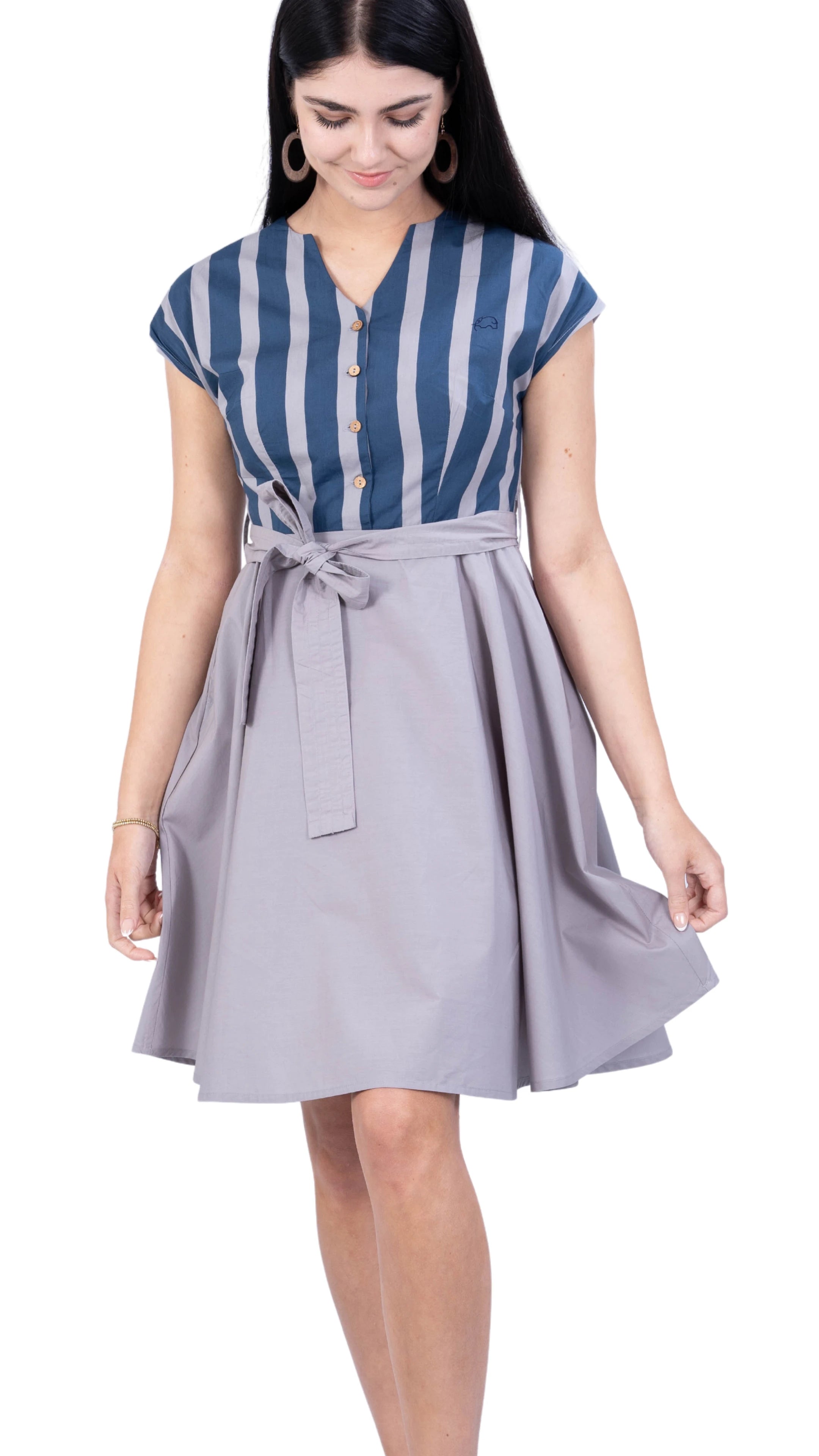 Limited Edition Denim and Opel Striped Midi Dress