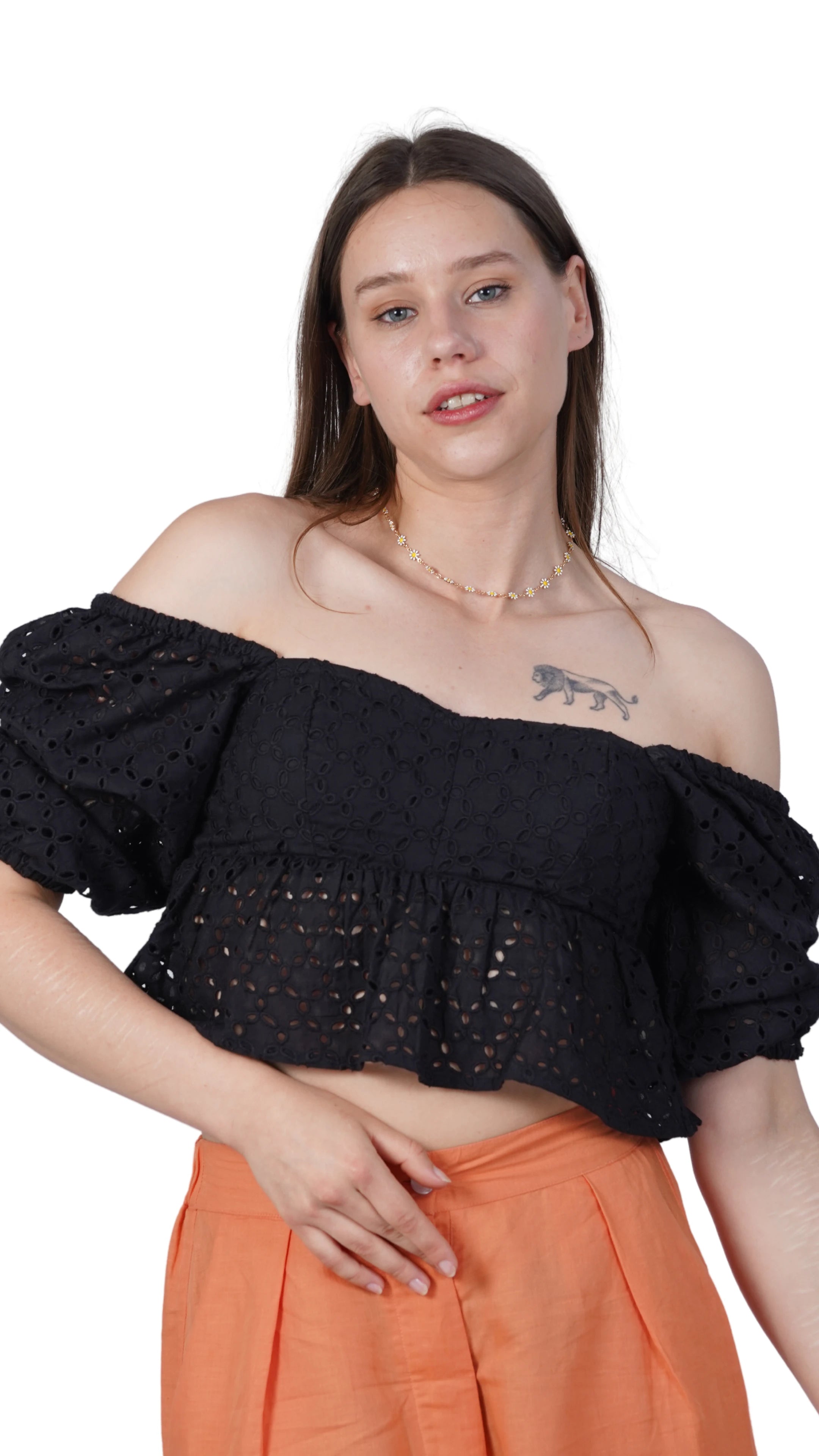 Timeless Allure in Black: Black Lace Enchantment Blouse